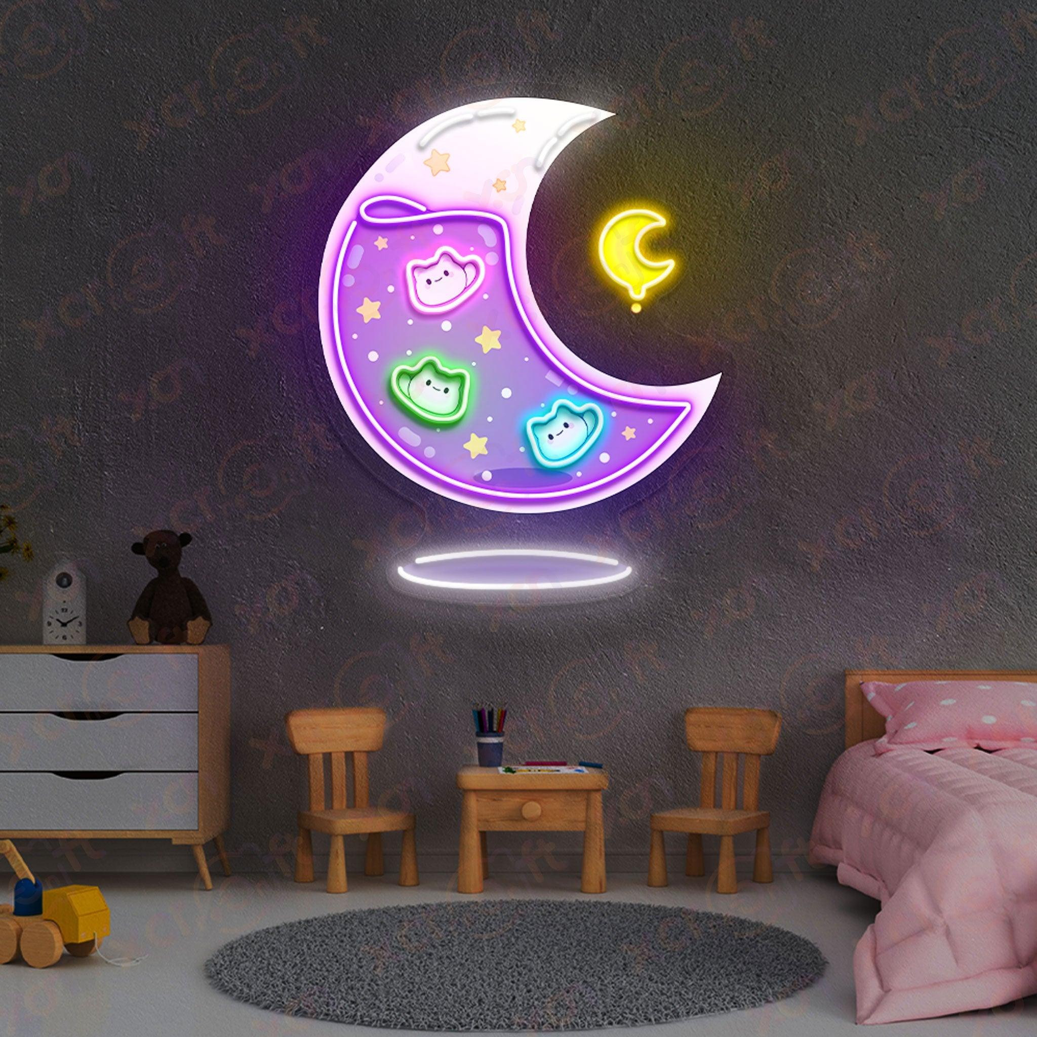 Cat Moon Kawaii Neon LED Sign Office Decor - XCraft Neon