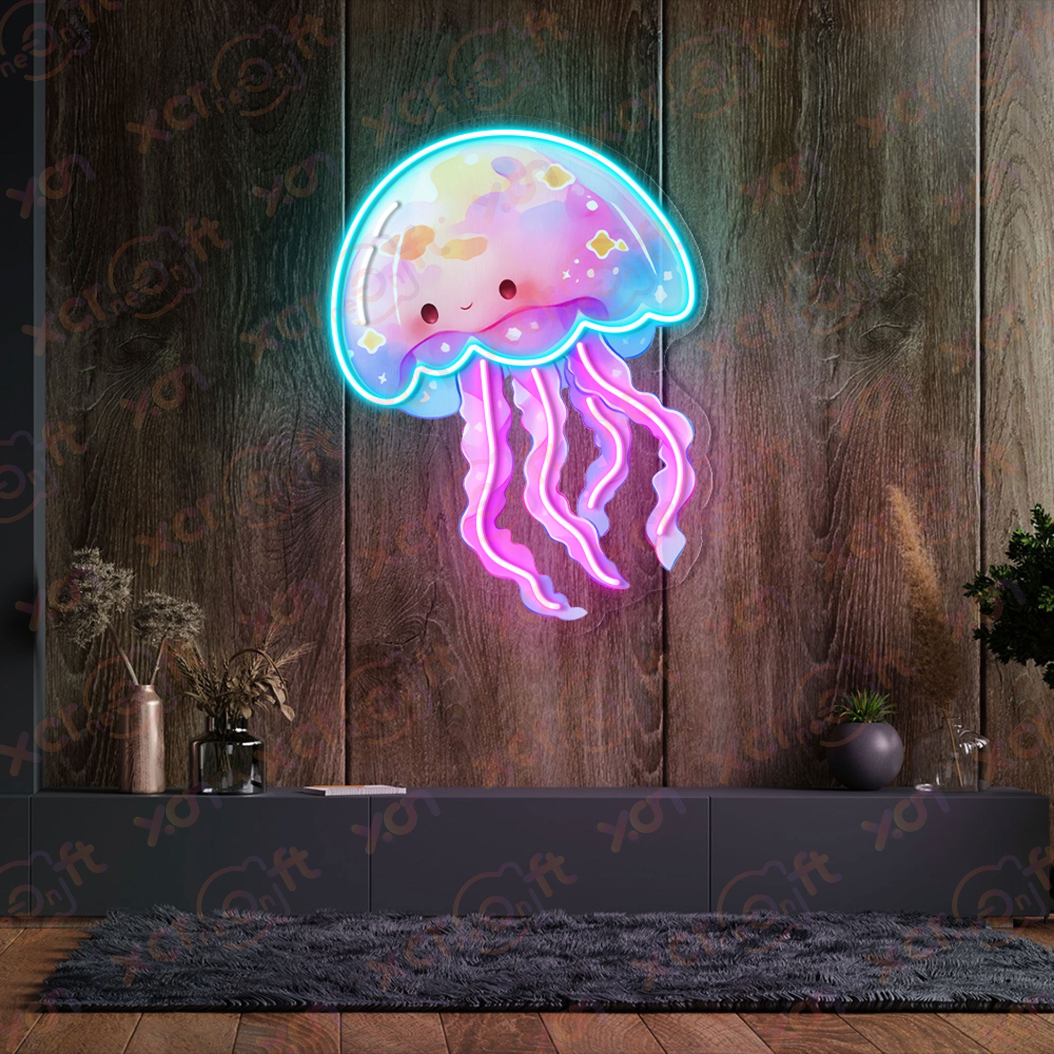 Pastel Jellyfish UV Printed Neon Signs Art Decoration for Kids