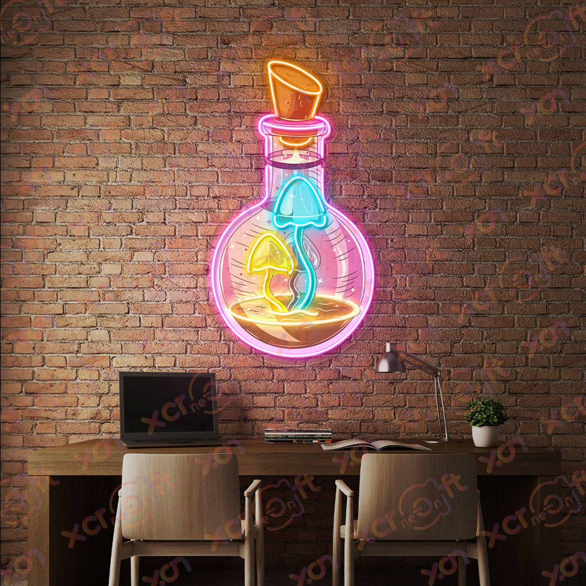 Pinkish Mushroom Bottle Printed LED Neon Sign - XCraft Neon