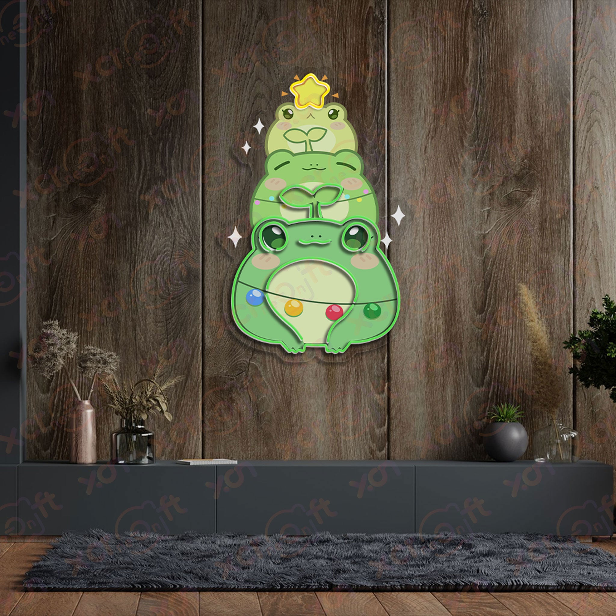 Christmas Frog Durable Neon Light Decor Wall