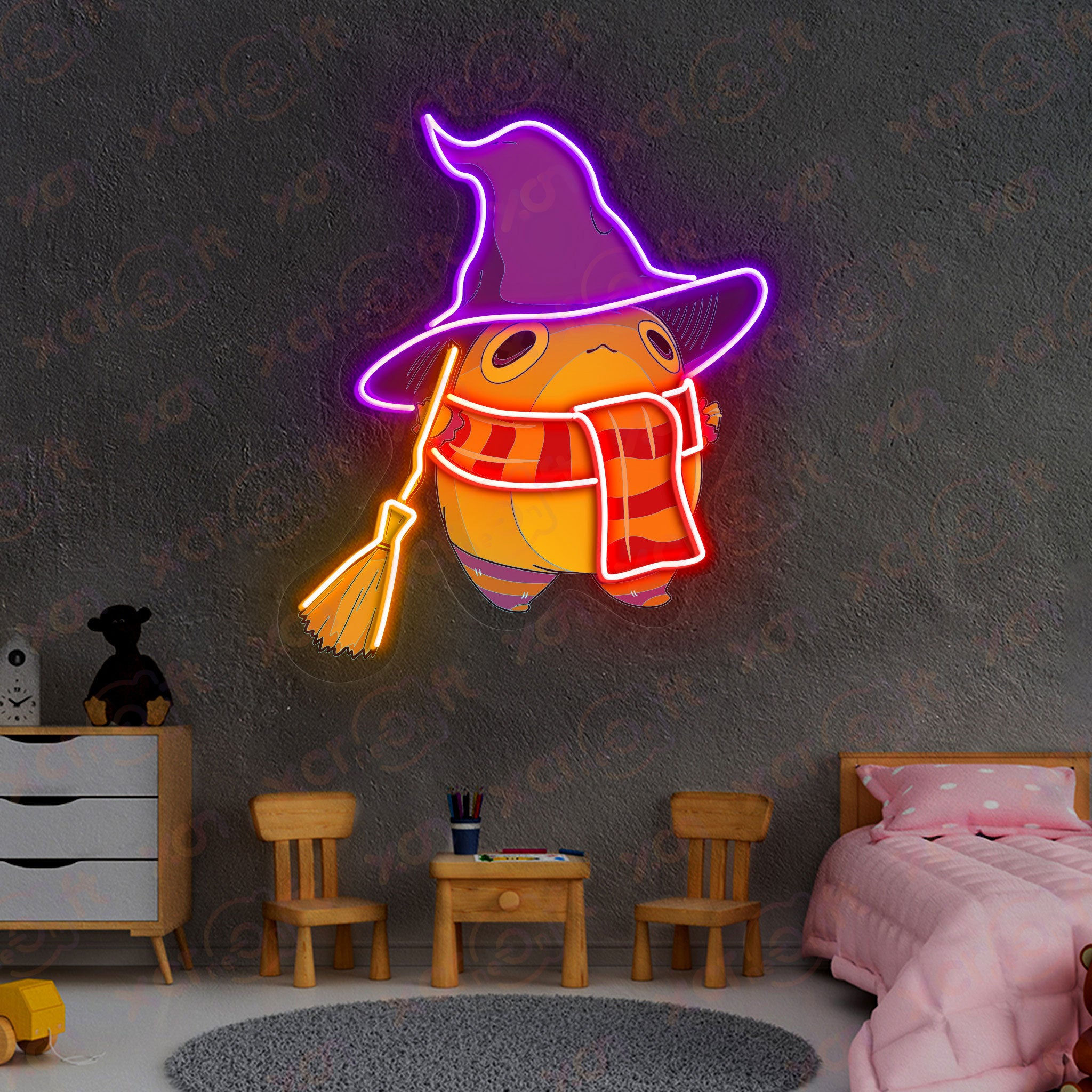 Wizard Frog Neon Sign Cute Desk Decor