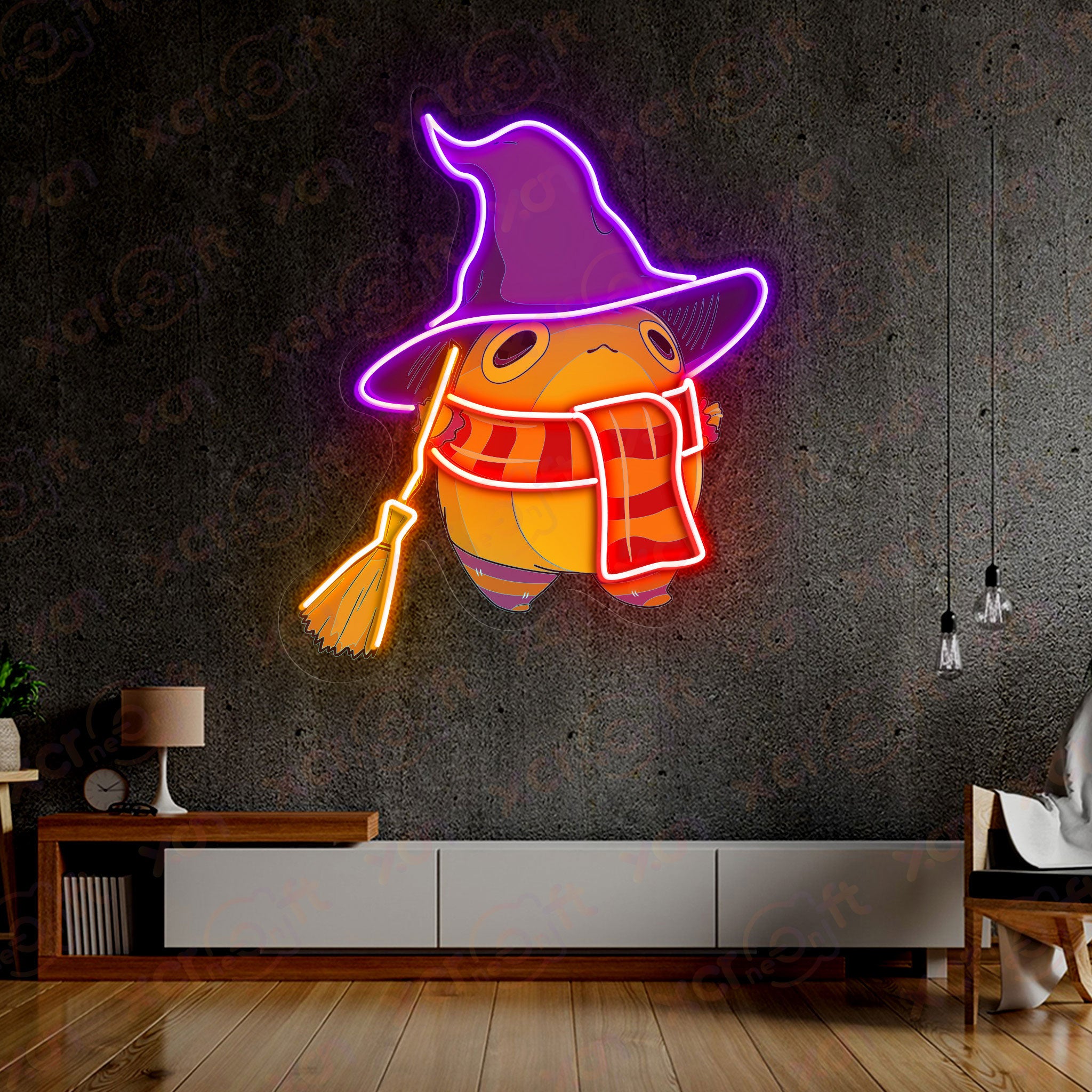 Wizard Frog Neon Sign Cute Desk Decor