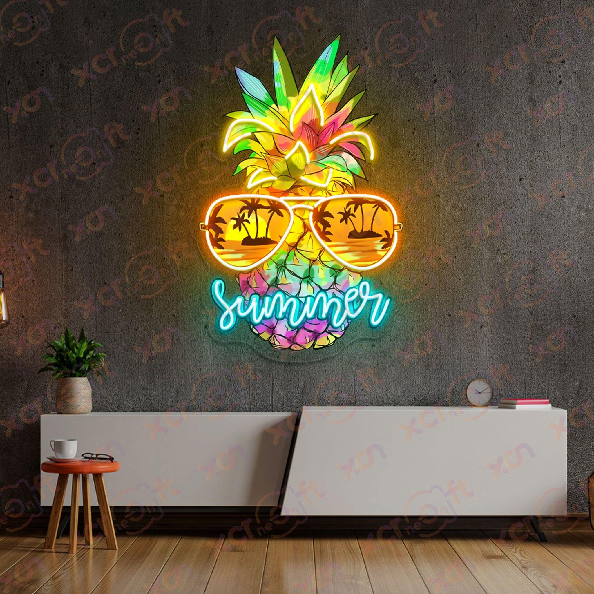 Tropical pineapple neon light summer