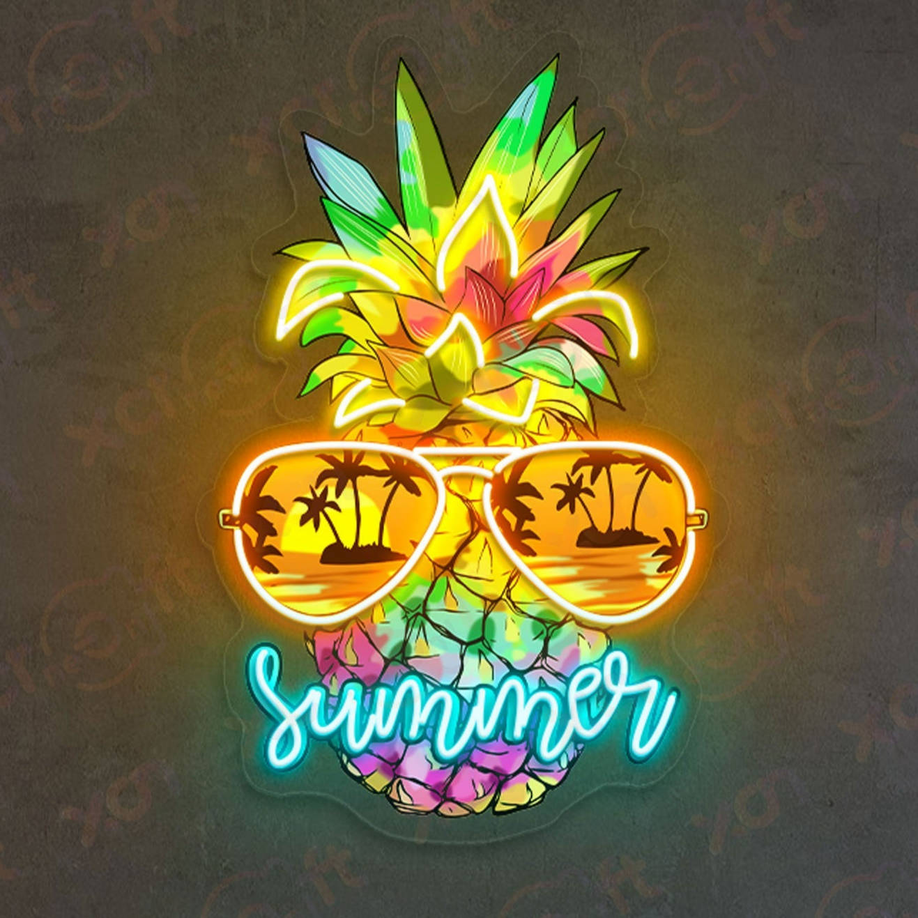 Summer Pinable Printed LED Neon Sign Tropical Party Decor