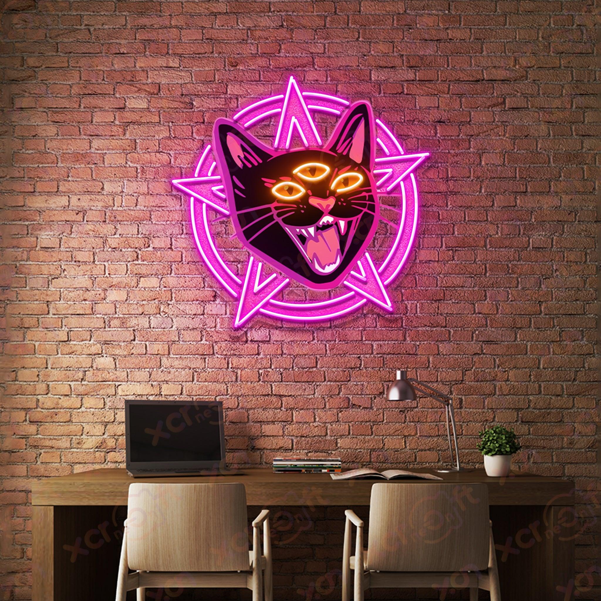 Demon Cat LED Neon Wall Art