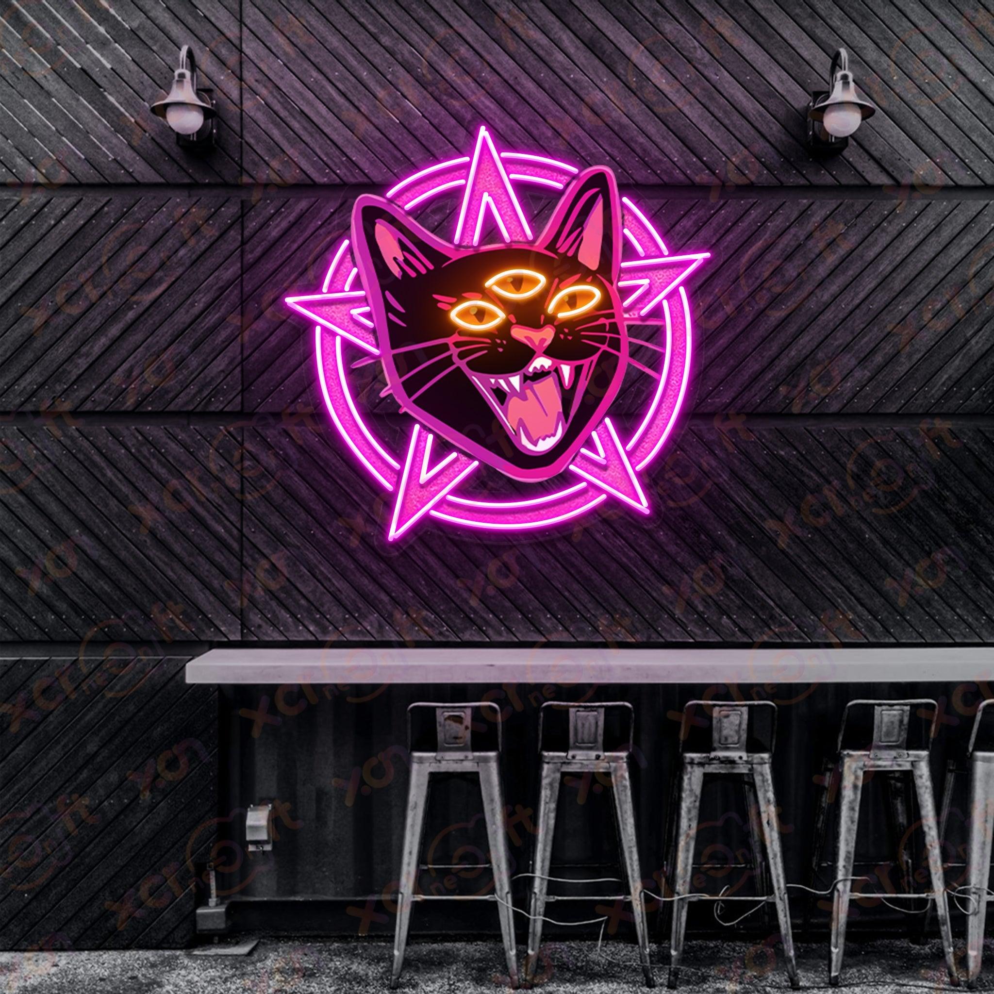 Demon Cat LED Neon Wall Art