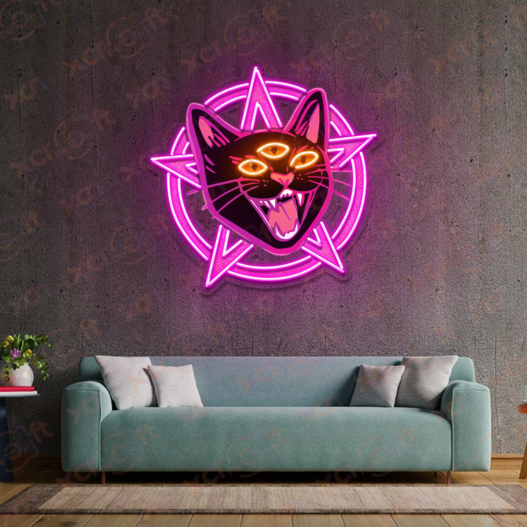 Demon Cat LED Neon Wall Art