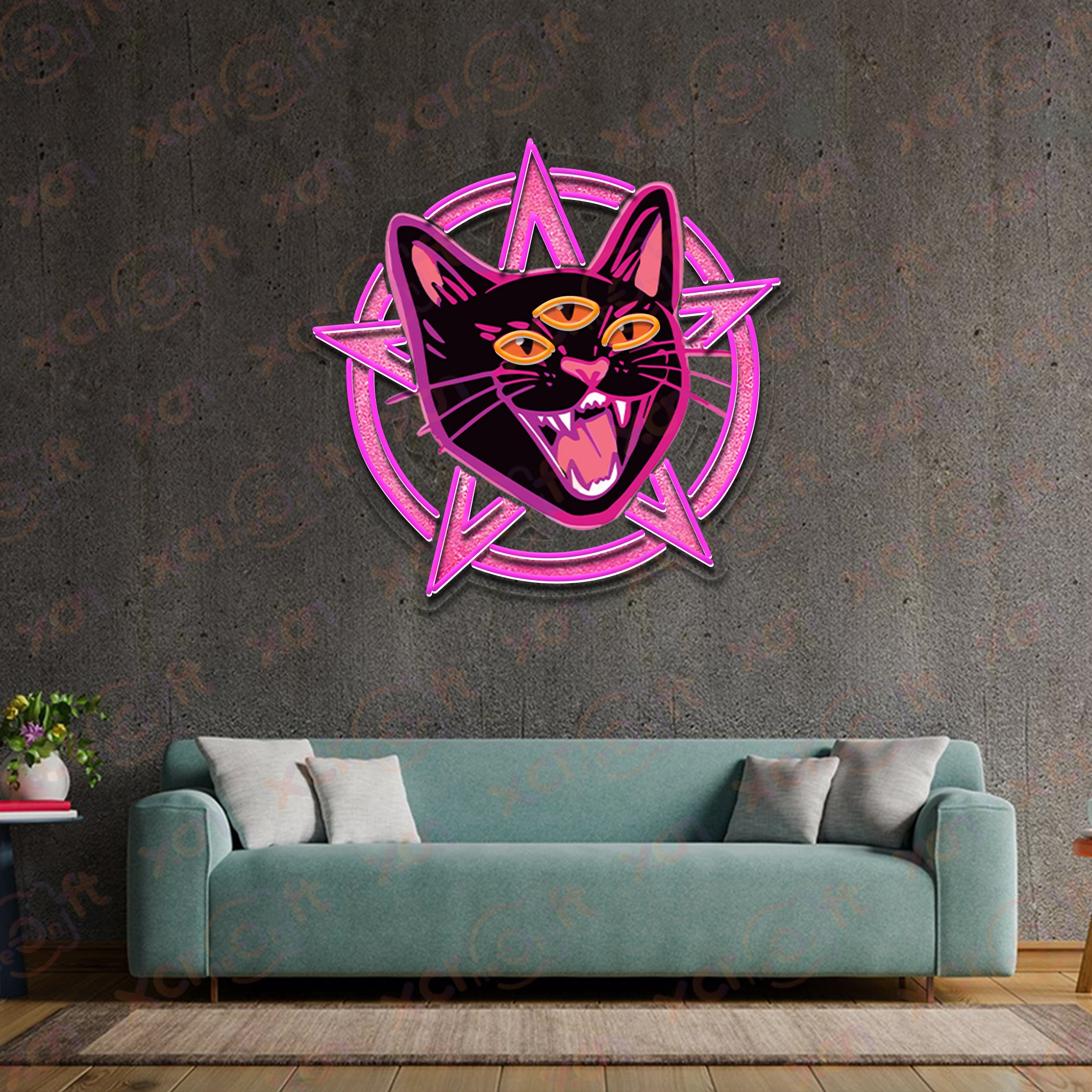 Demon Cat LED Neon Wall Art