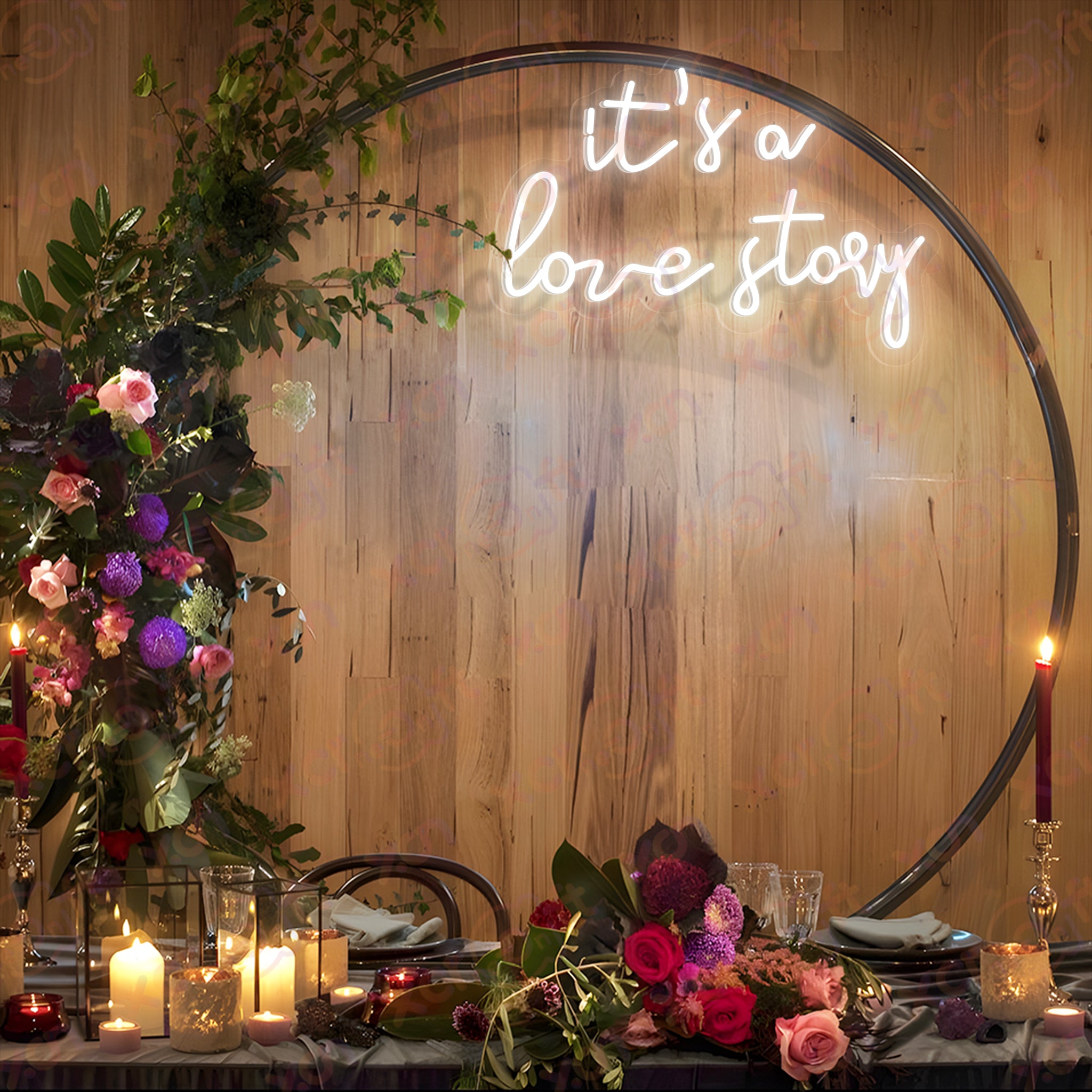 It's a Love Story LED Neon Sign Wedding Decor