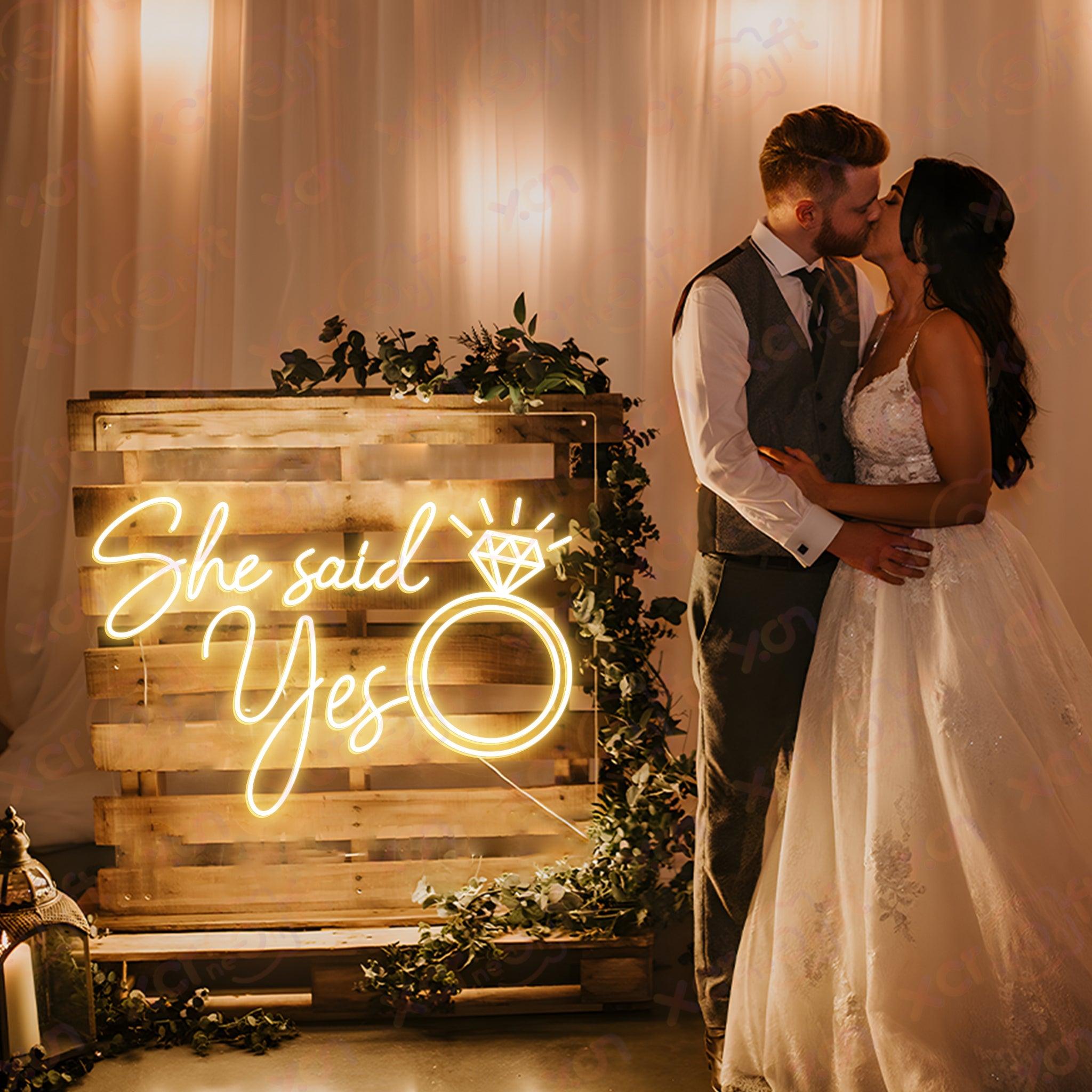 Romantic Large Bright “She Said Yes!!” LED Light shops Celebration Engagement Decorati