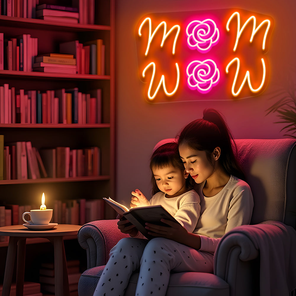 Mom Wow LED Neon Sign