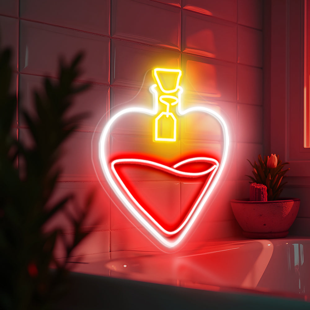 Potion Bottle Heart Neon Sign