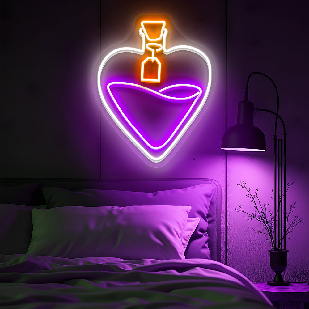 Potion Bottle Heart Neon Sign