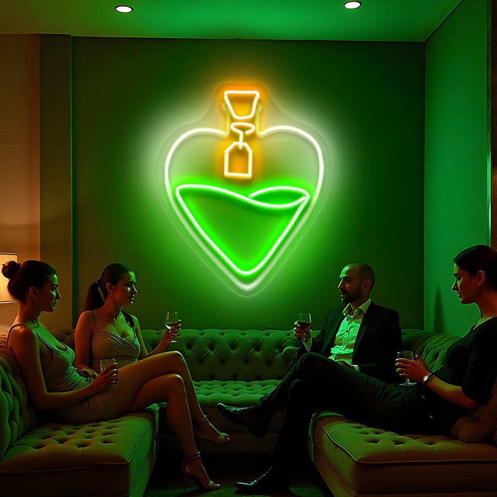 Potion Bottle Heart Neon Sign