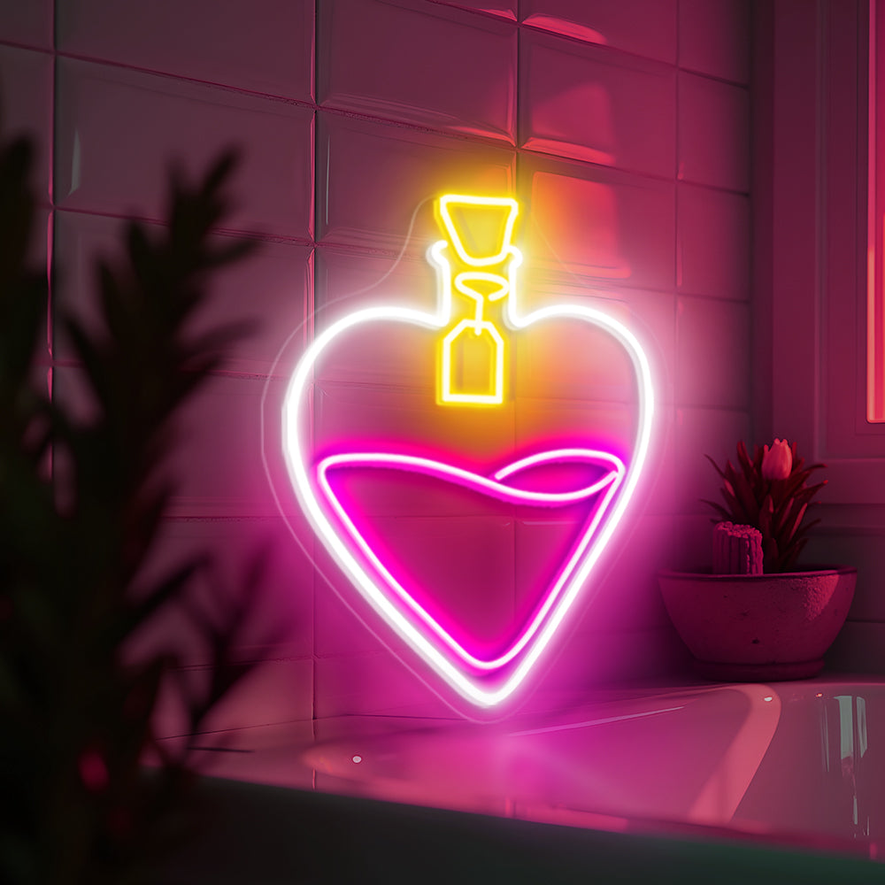 Potion Bottle Heart Neon Sign