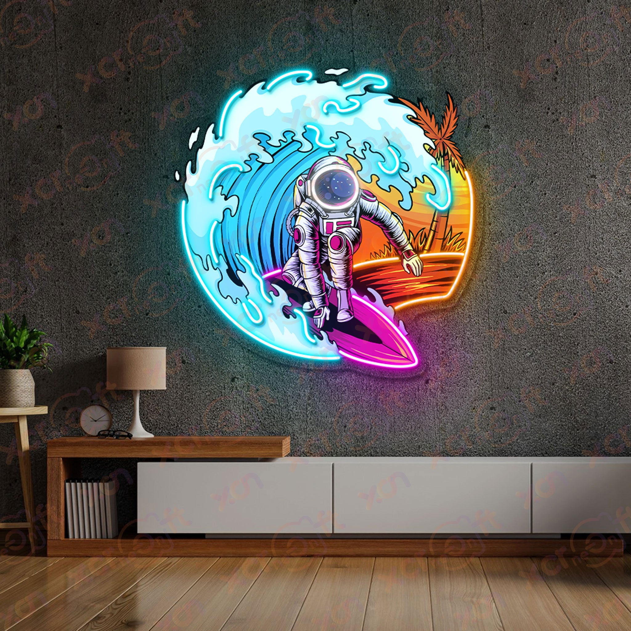 Summer Astronaut Wave Surfer Neon Signs Decoration