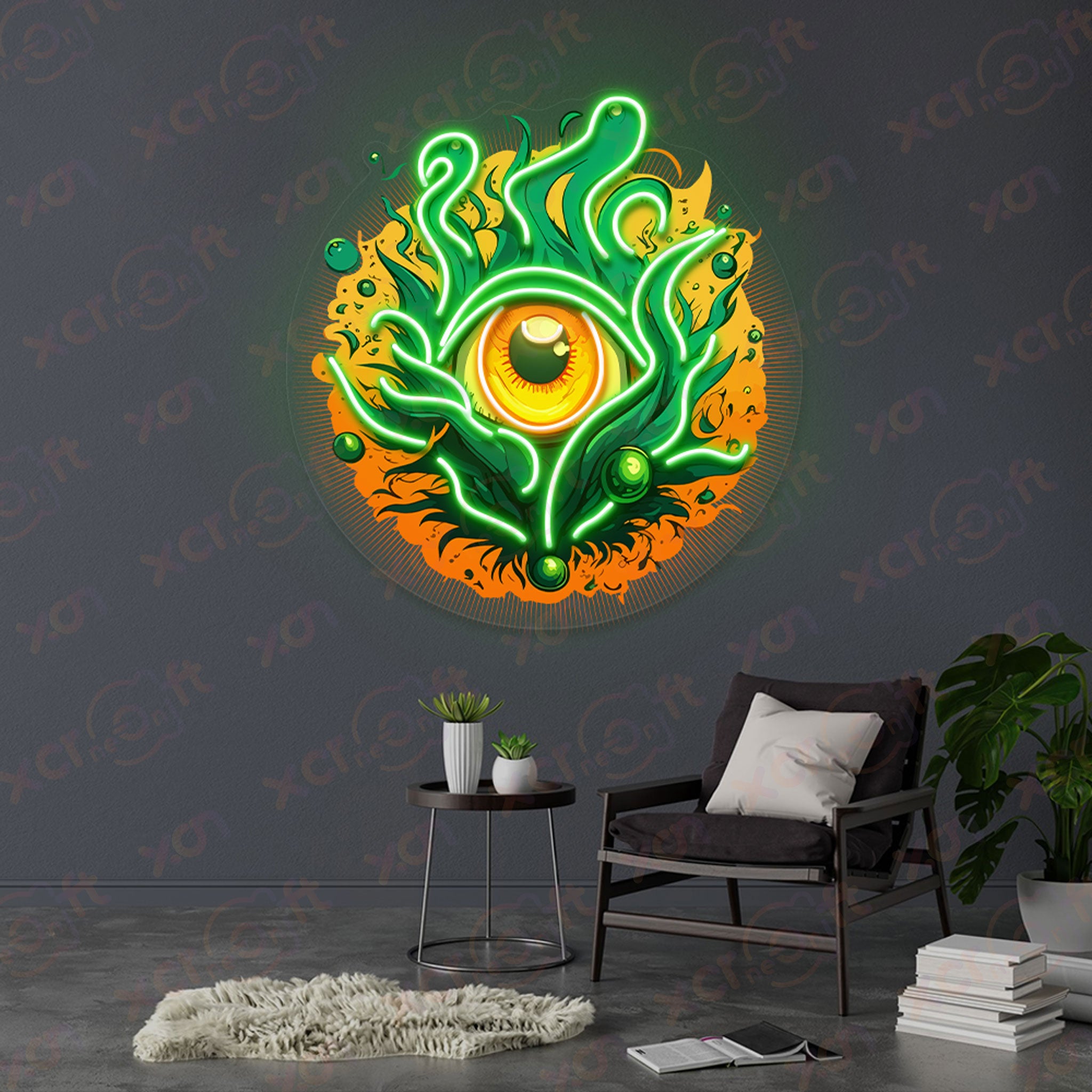 Halloween Fiery Eye UV Printed Neon Signs Decorations