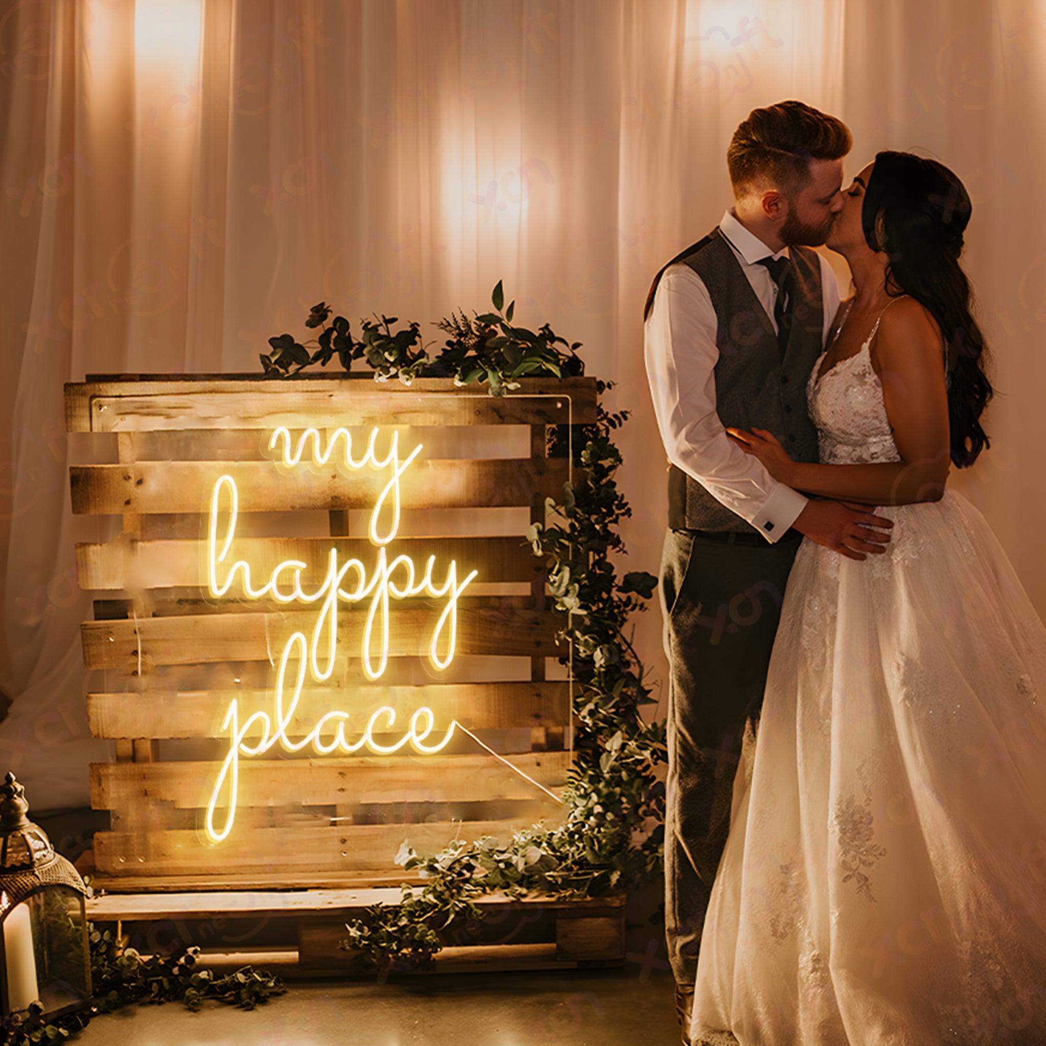 My Happy Place LED Neon Sign Wedding Decor