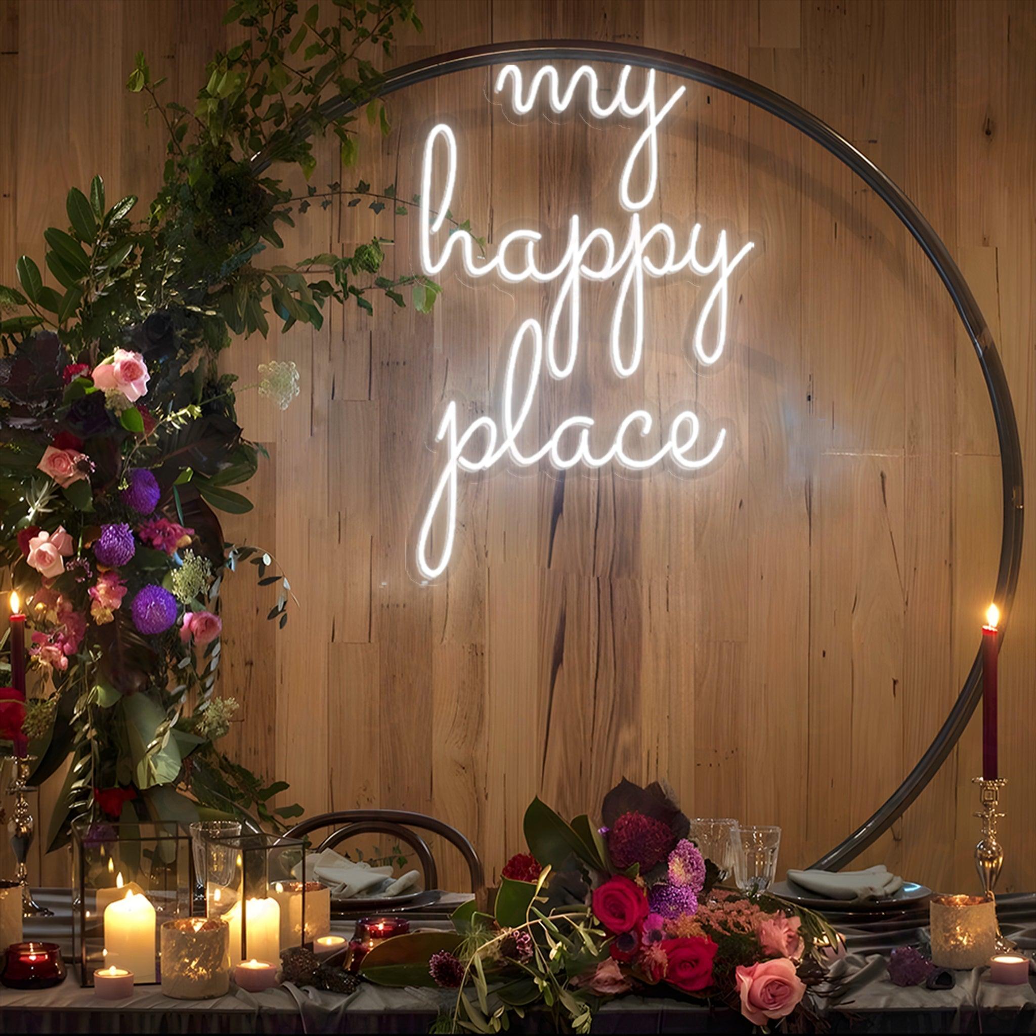 My Happy Place LED Neon Sign Wedding Decor