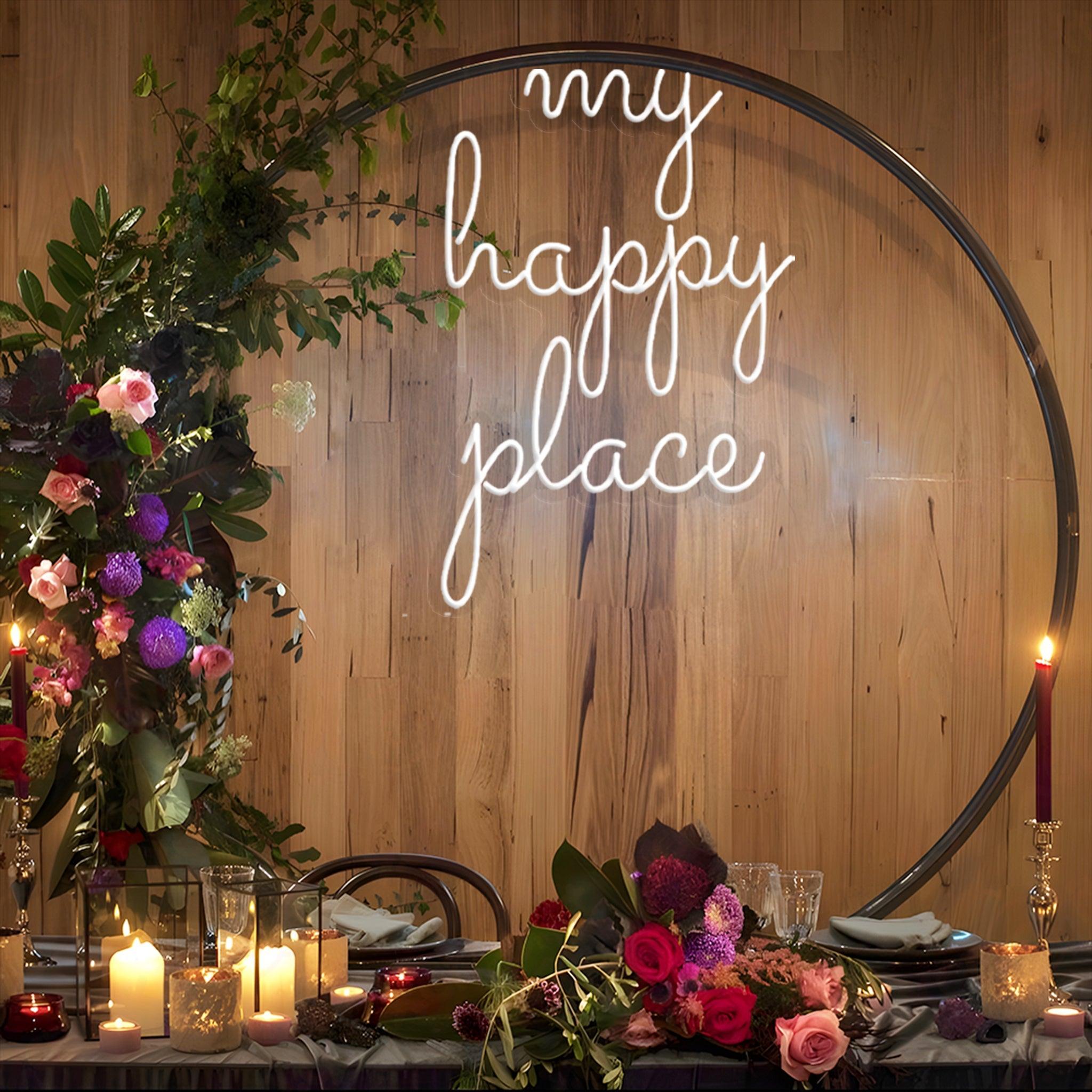 My Happy Place LED Neon Sign Wedding Decor