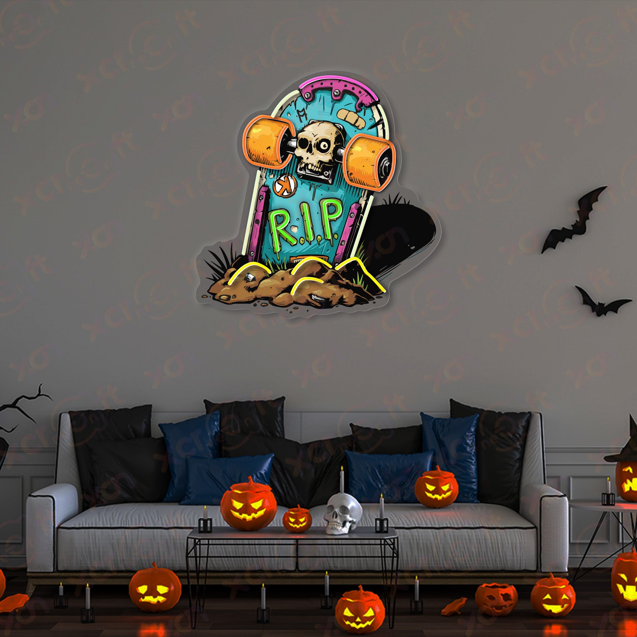 Halloween Skate Printed LED Neon Sign