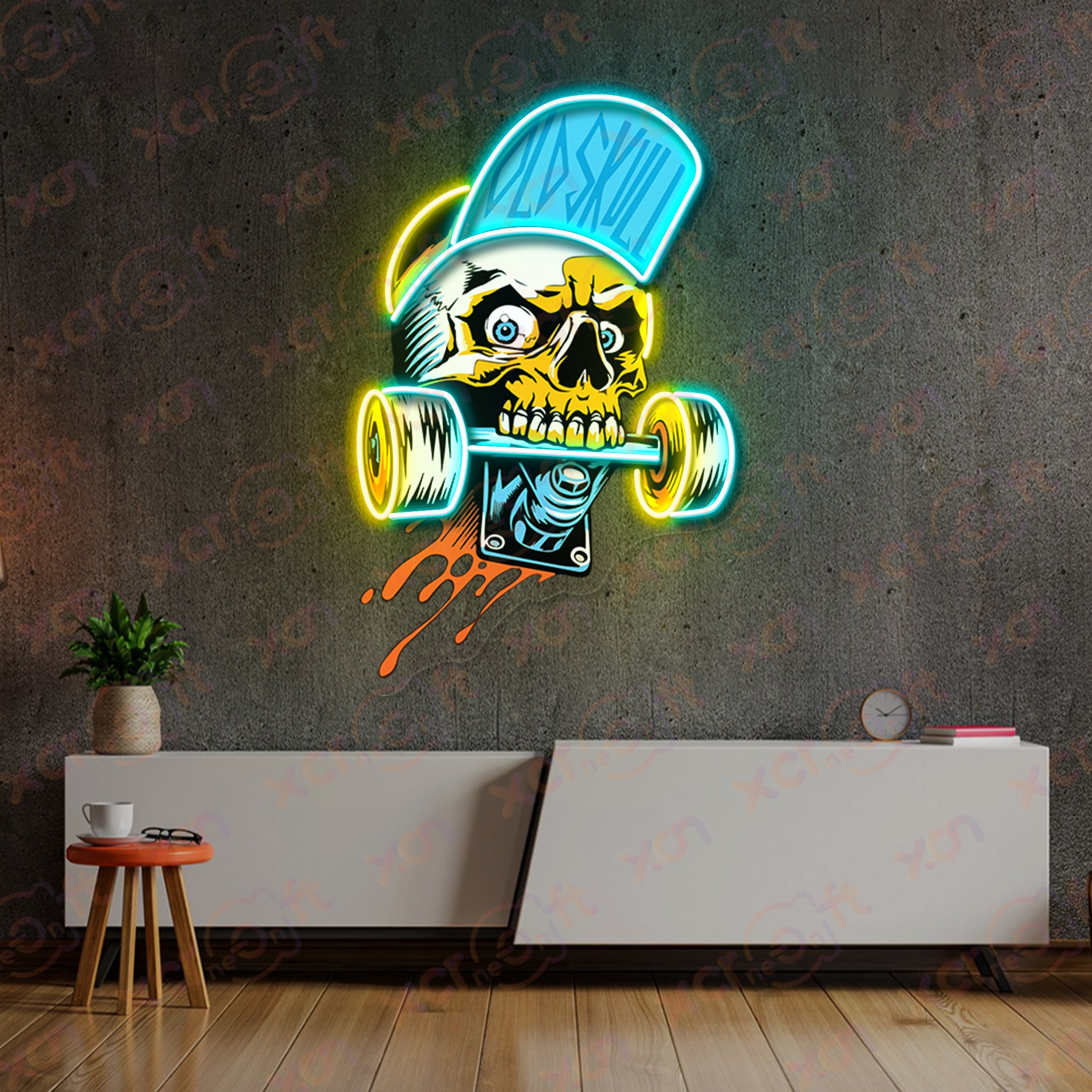 Skull Skate UV Custom Neon Sign