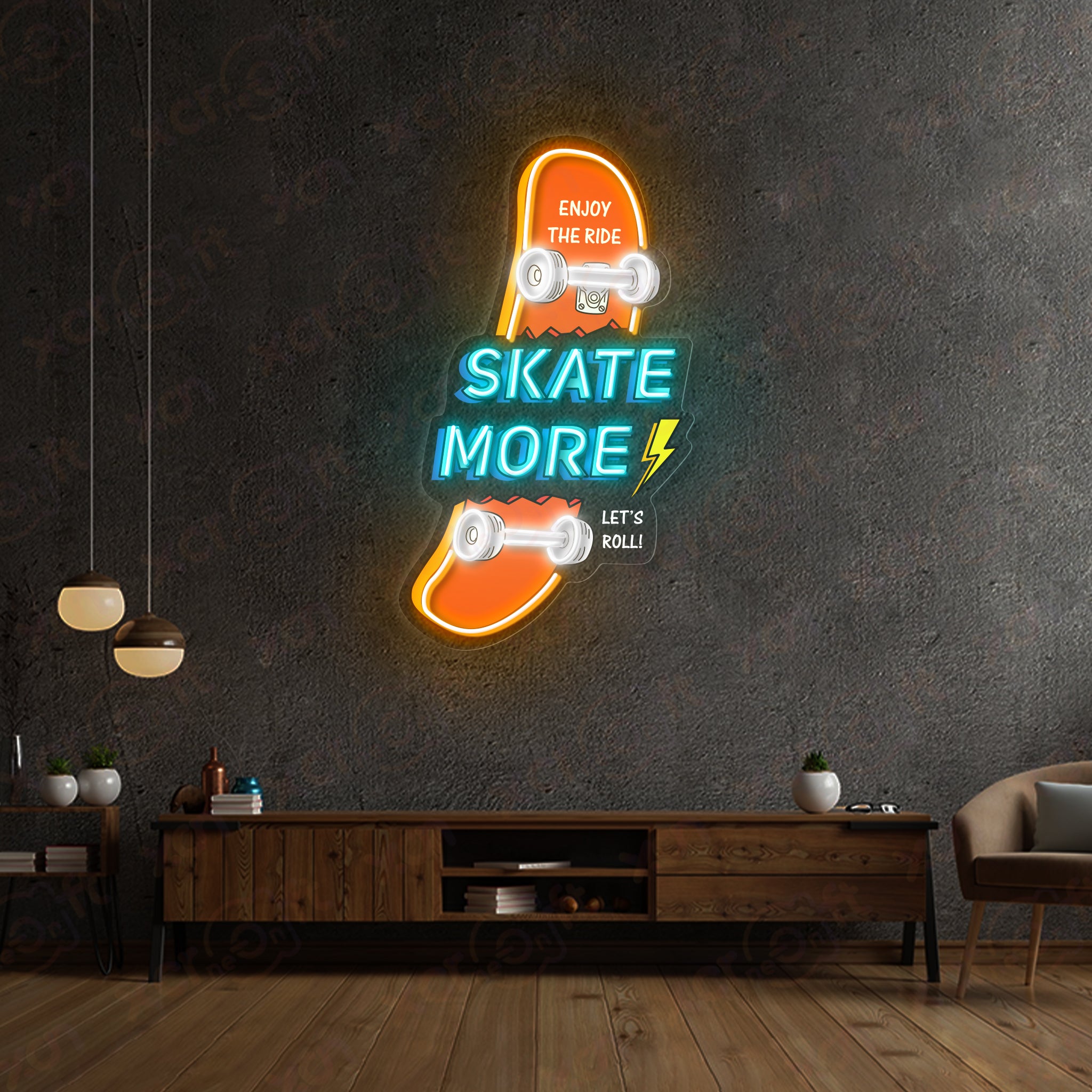 Skate More LED Neon Wall Art