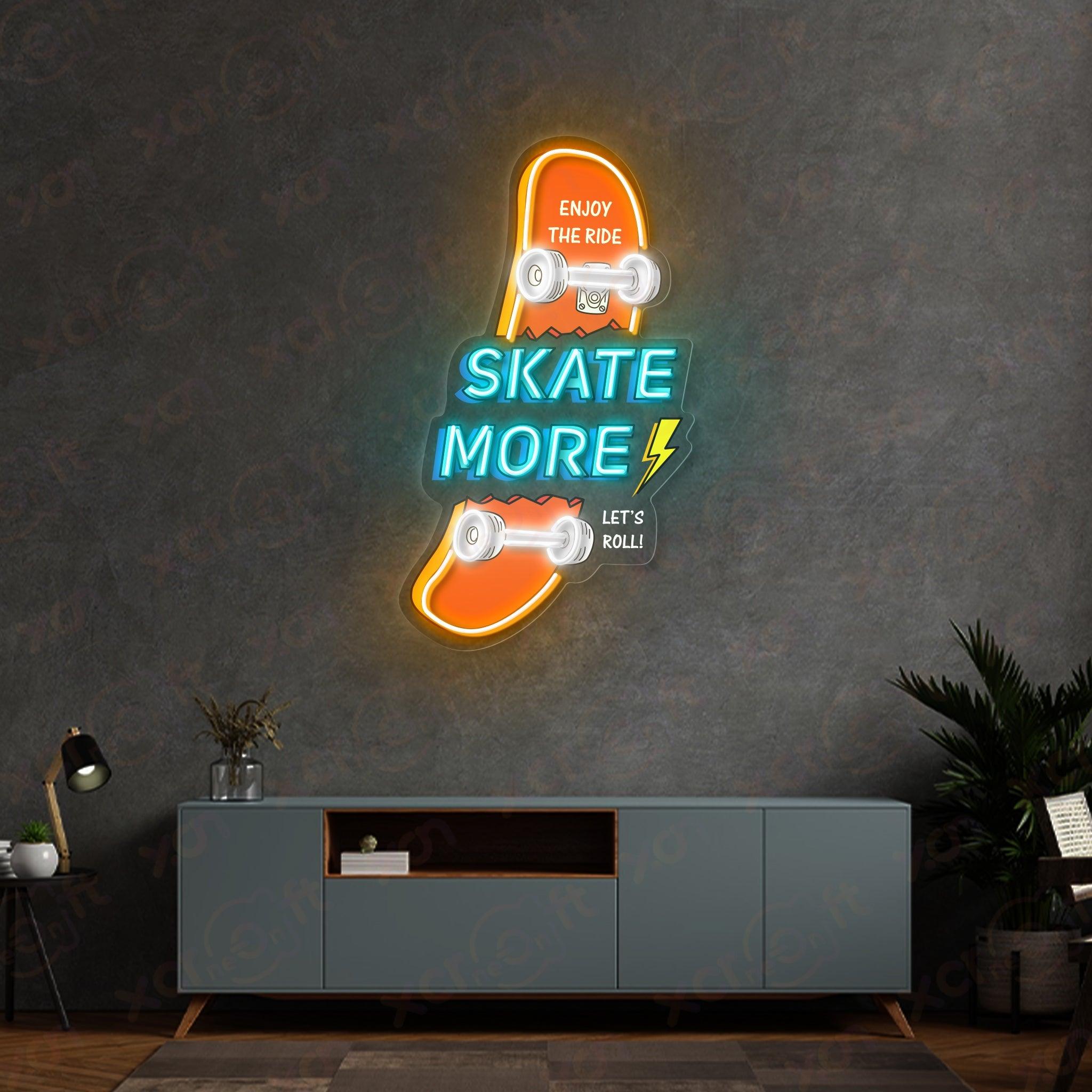 Skate More LED Neon Wall Art