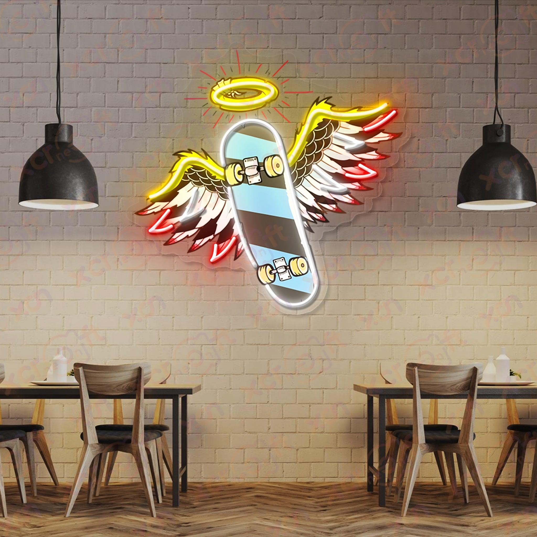 Skate Wings UV Printed Neon Sign