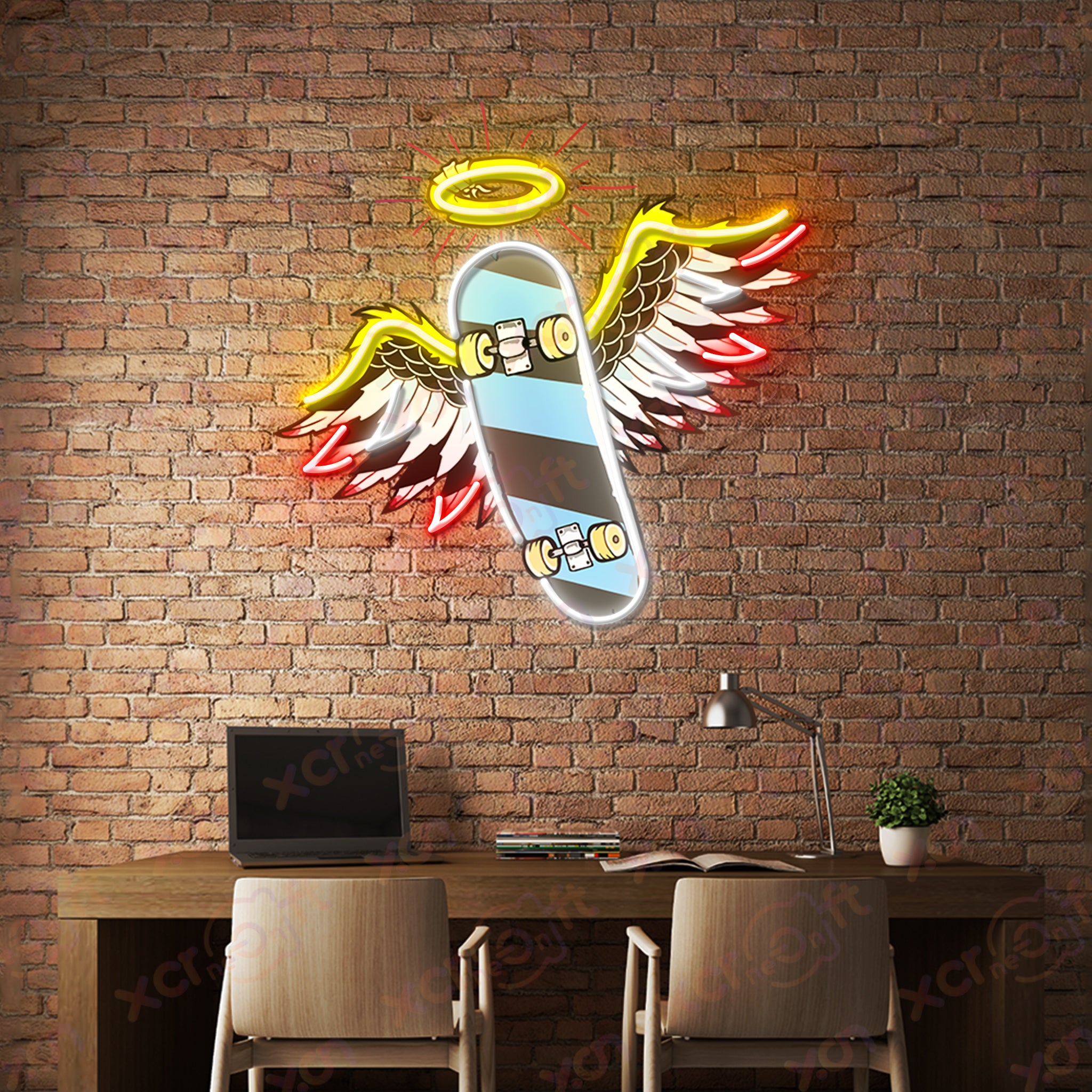 Skate Wings UV Printed Neon Sign