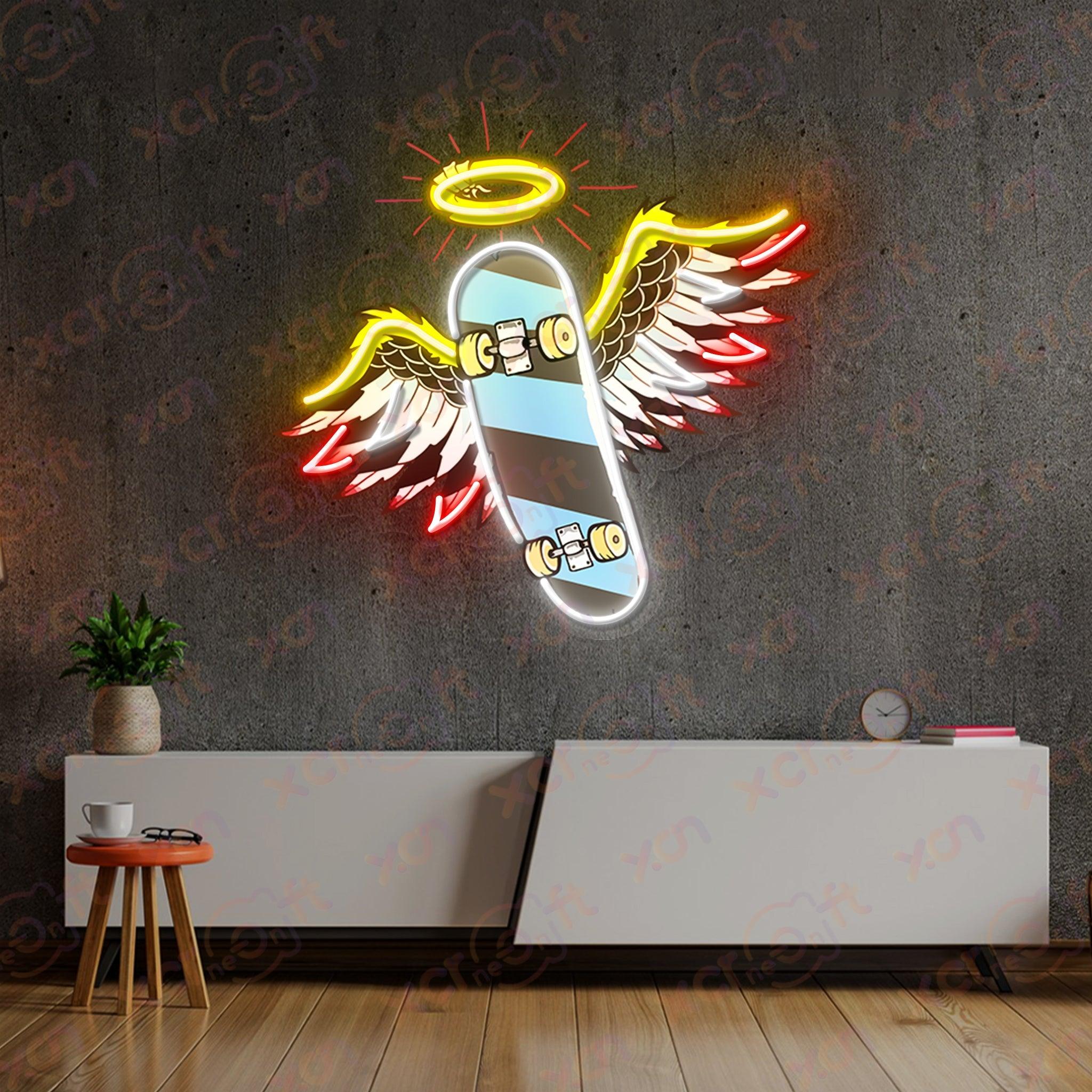 Skate Wings UV Printed Neon Sign