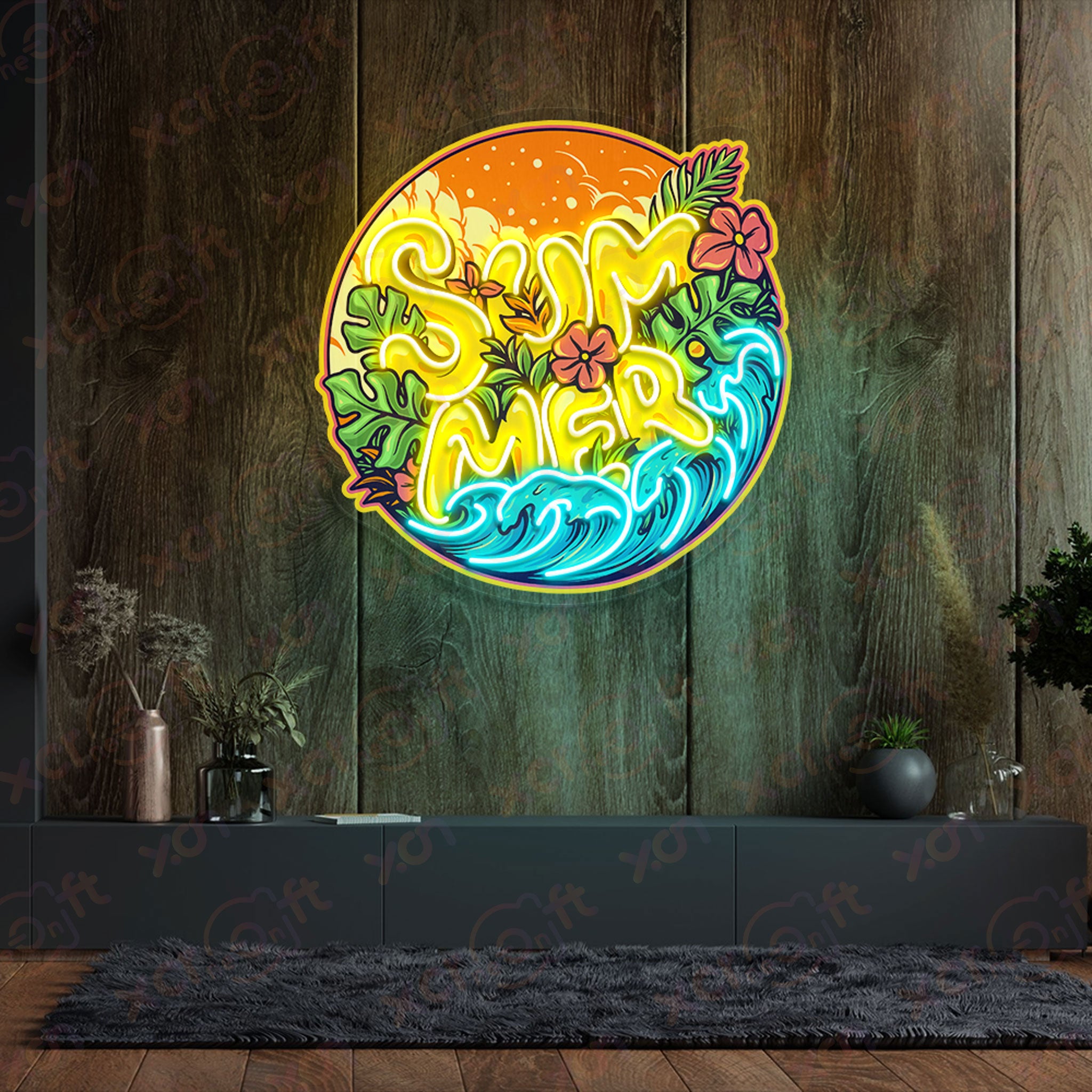 Summer View Printed LED Neon Sign Beach House Decor