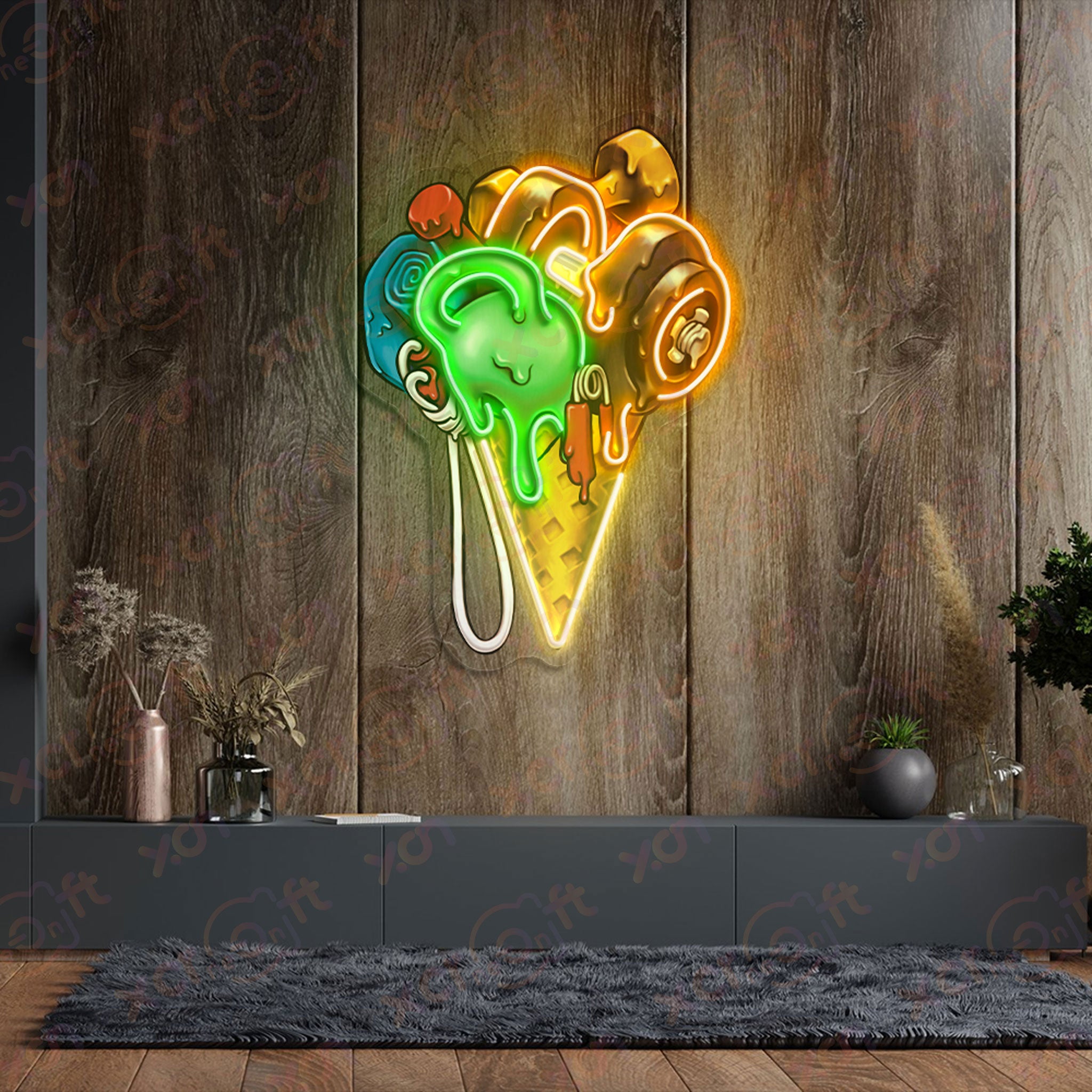 Gym Ice Cream Durable Neon Light for Home Decor