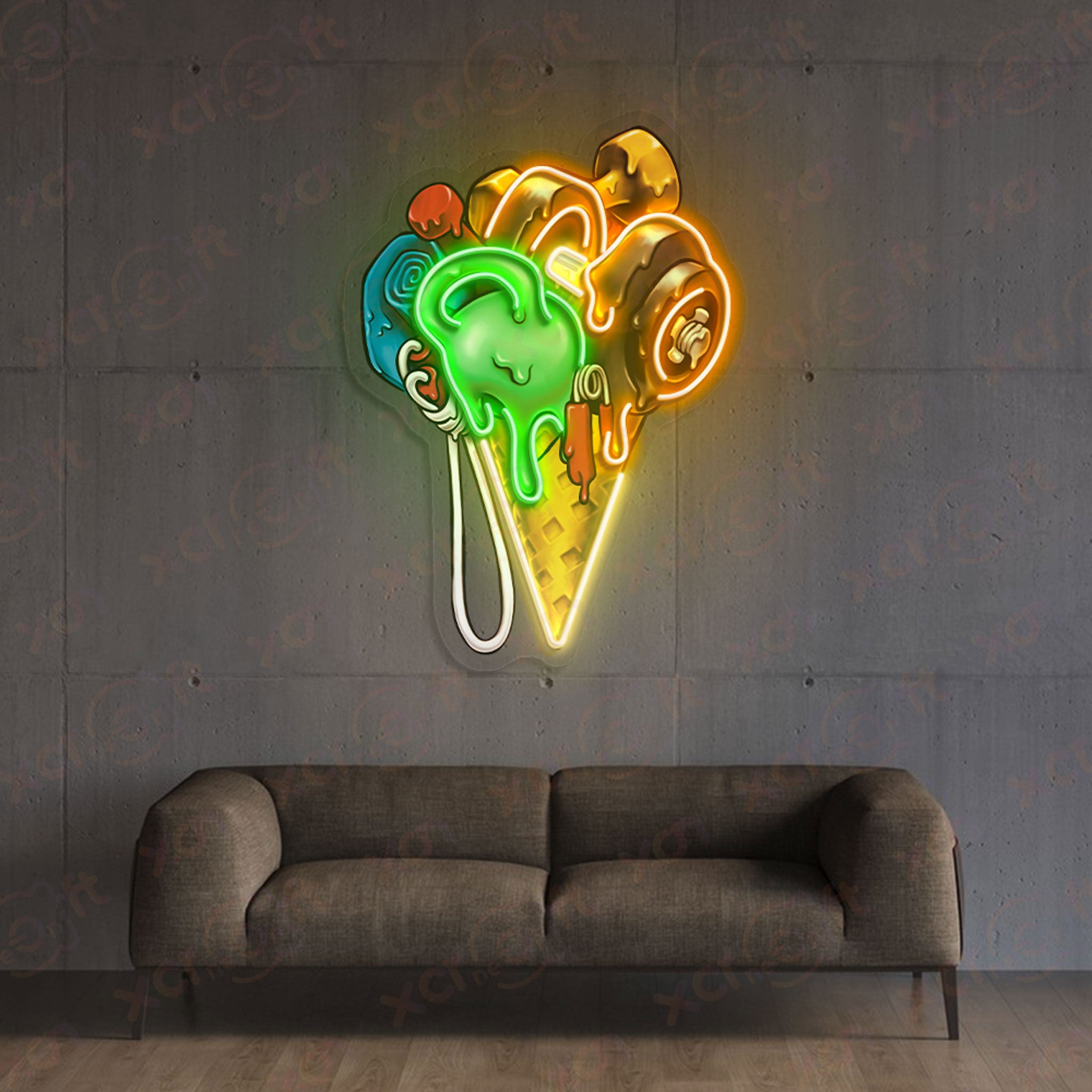 Gym Ice Cream Durable Neon Light for Home Decor