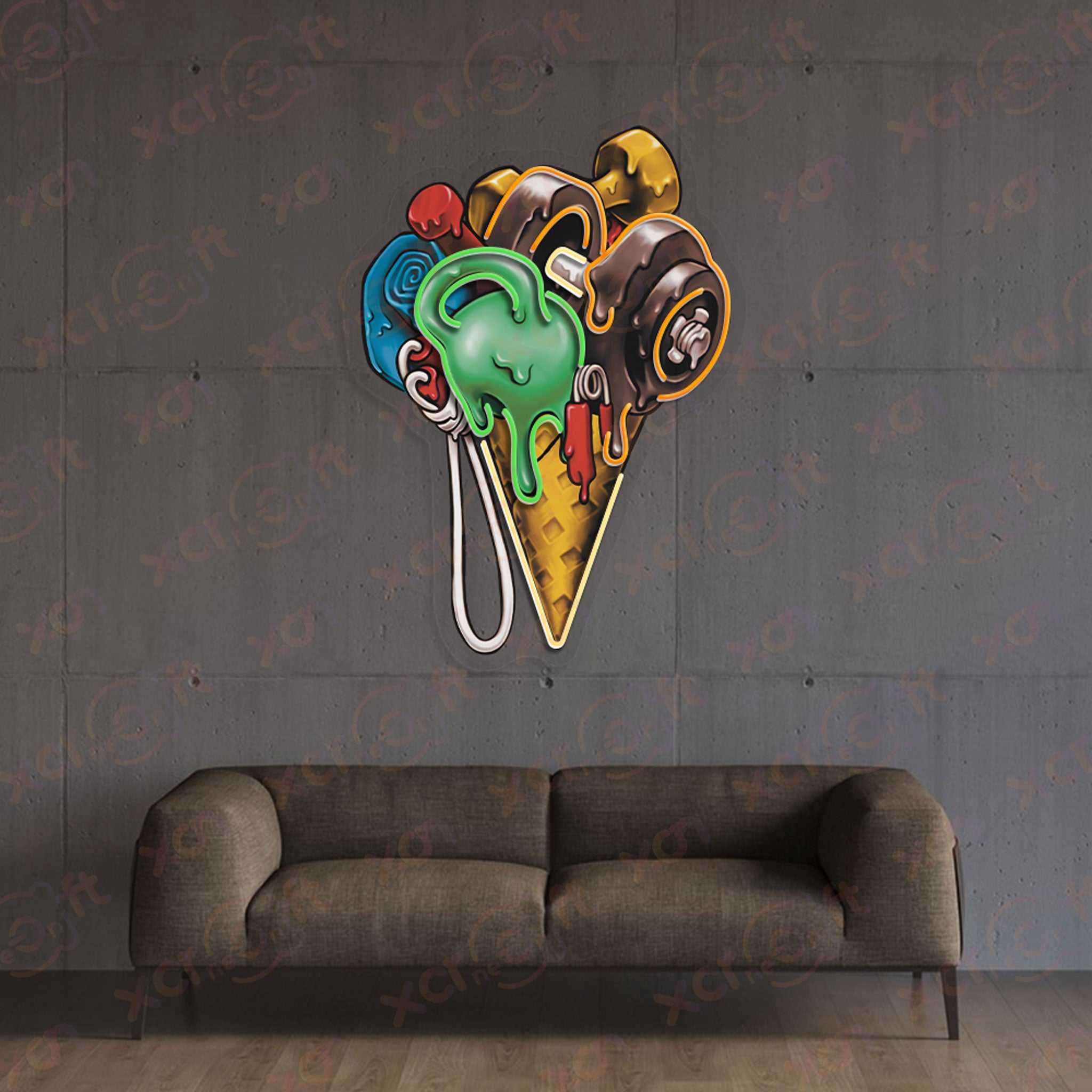 Gym Ice Cream Durable Neon Light for Home Decor