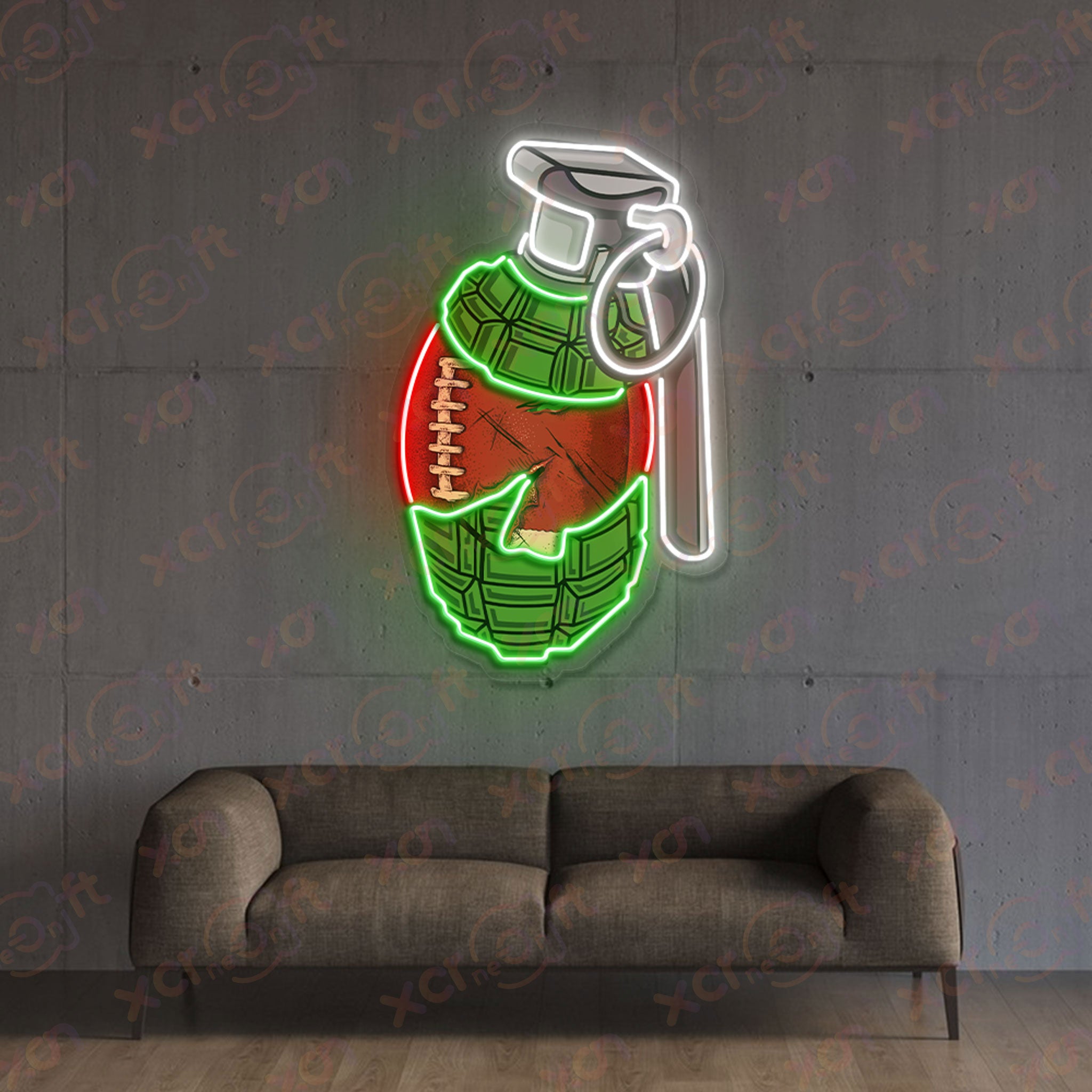 Grenade Football LED Neon Signs Sport Bedroom Decor