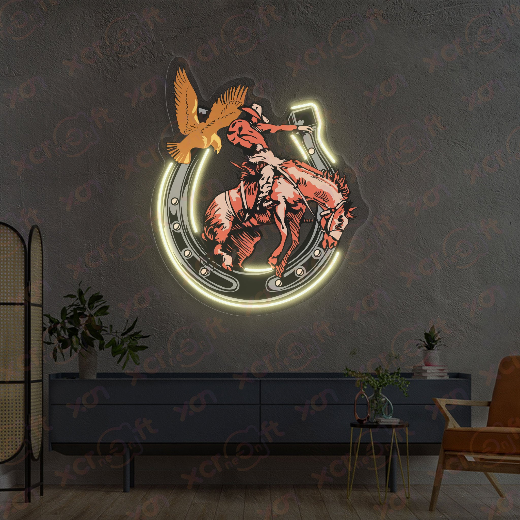 Vintage Western Cowboy Neon Wall Art For Rooms