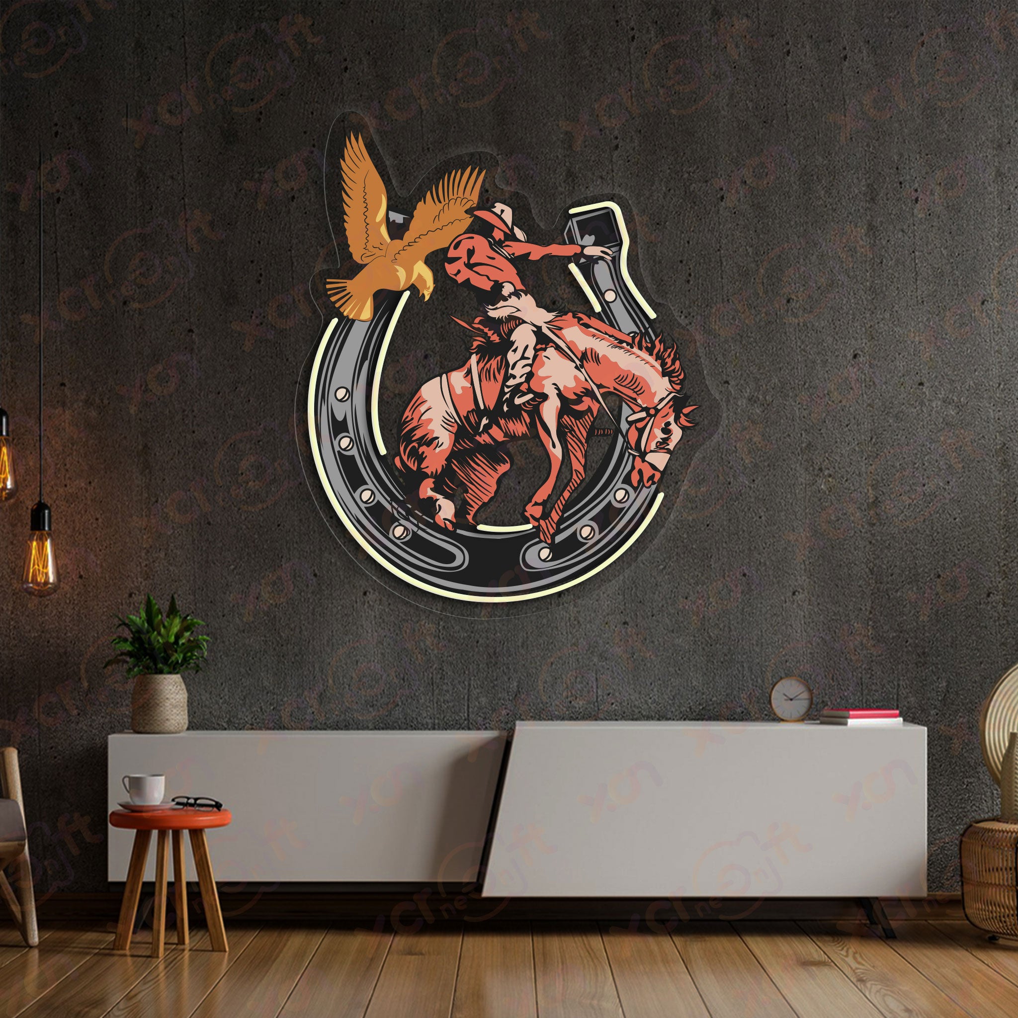 Vintage Western Cowboy Neon Wall Art For Rooms