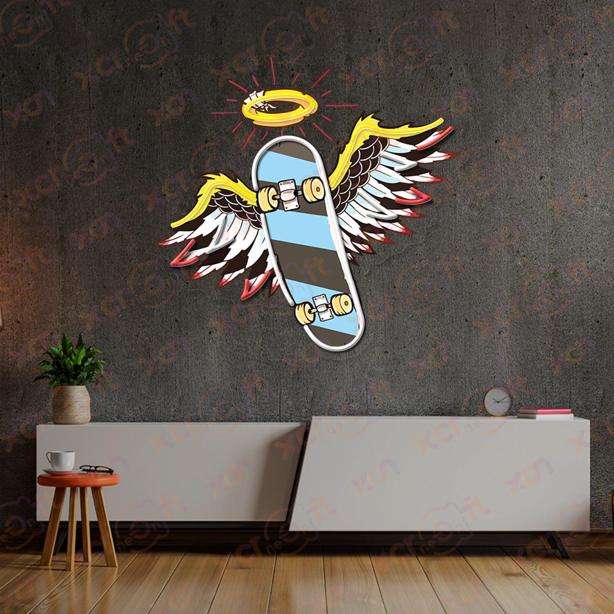 Skate Wings UV Printed Neon Sign