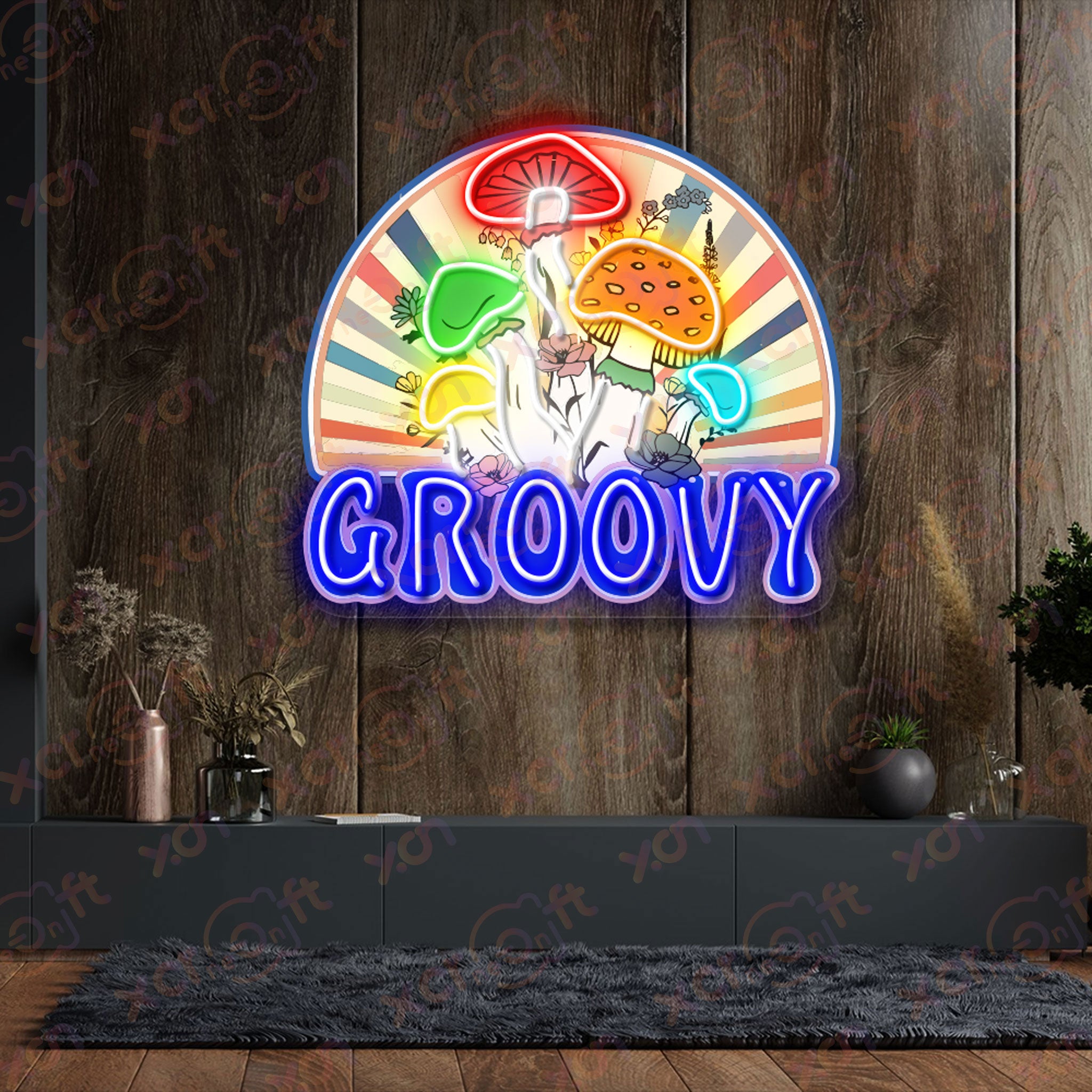 Groovy Mushroom UV Printed LED Neon Sign