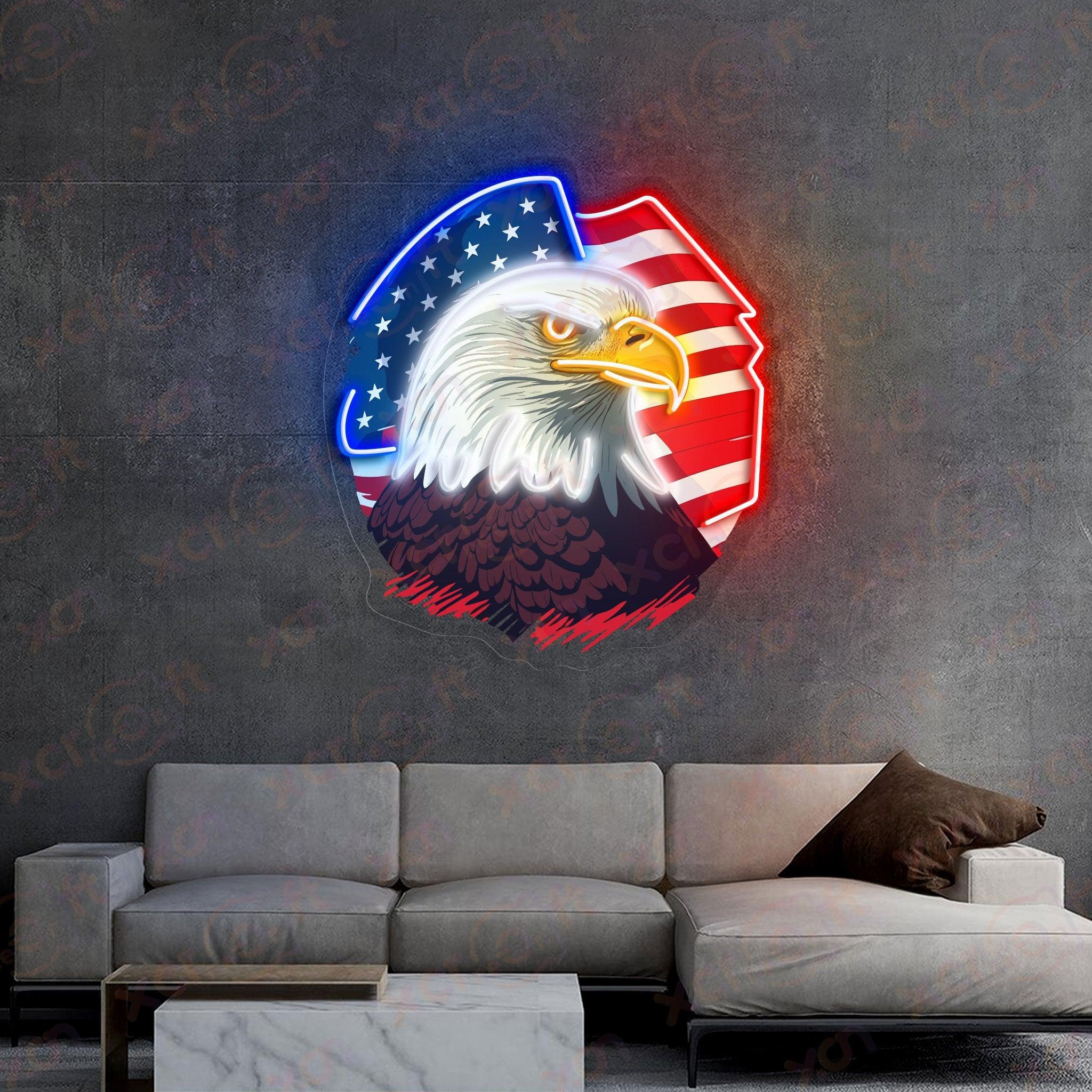 LED neon sign bald eagle American flag patriotic