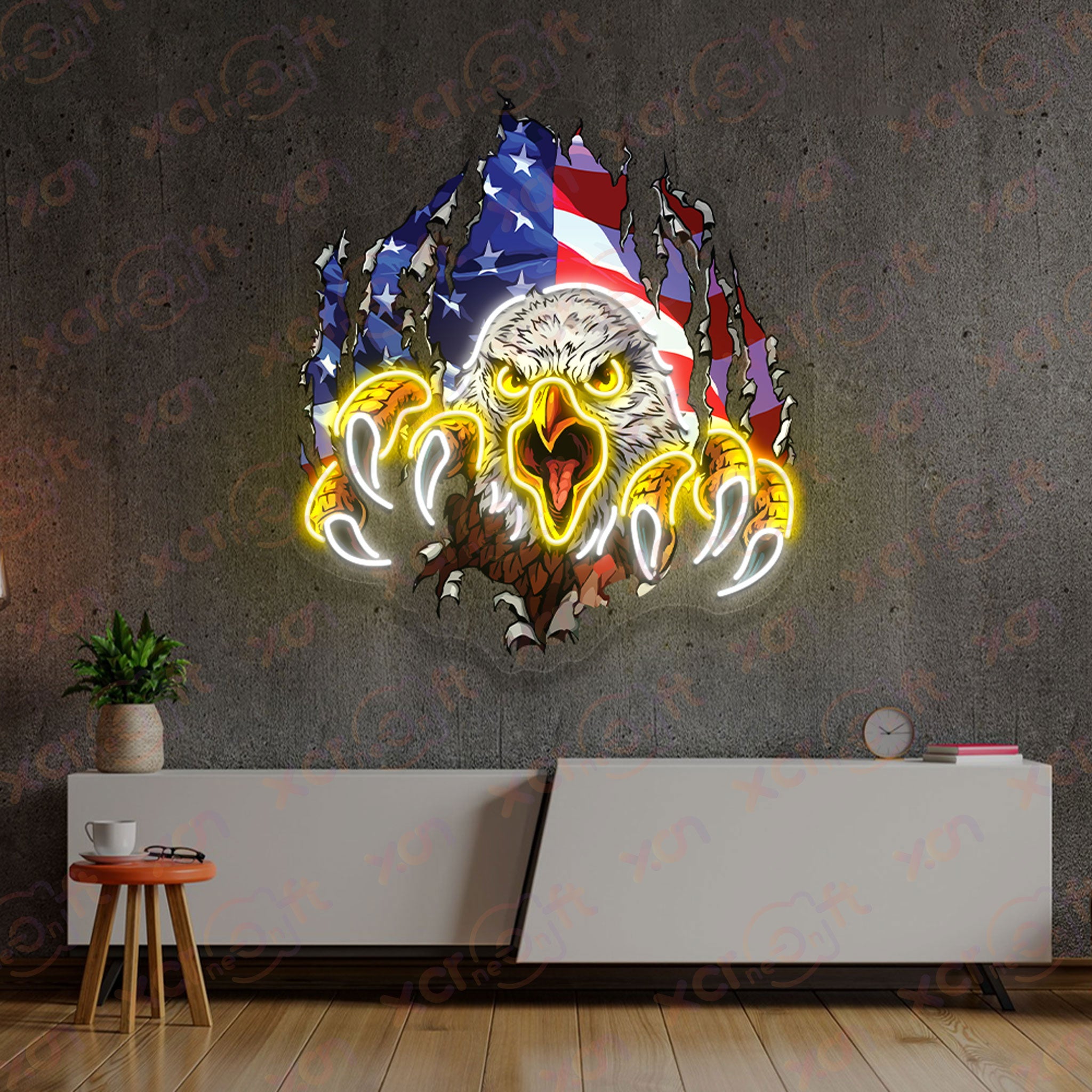 Us Eagle Neon Signs Vintage Patriotic Wall Art