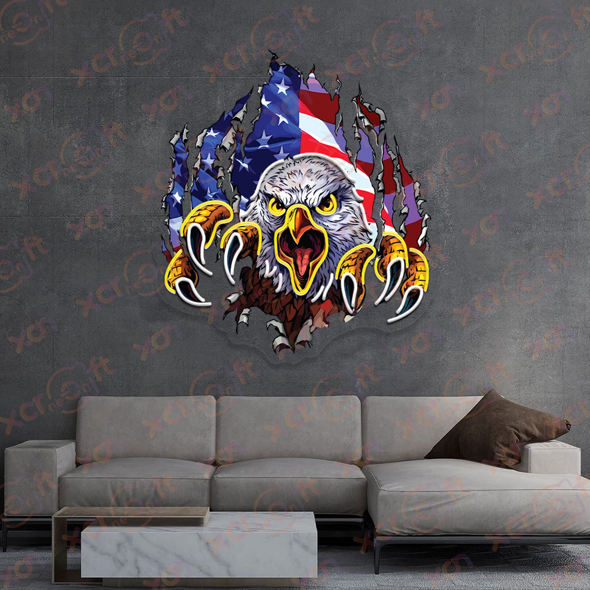 Us Eagle Neon Signs Vintage Patriotic Wall Art