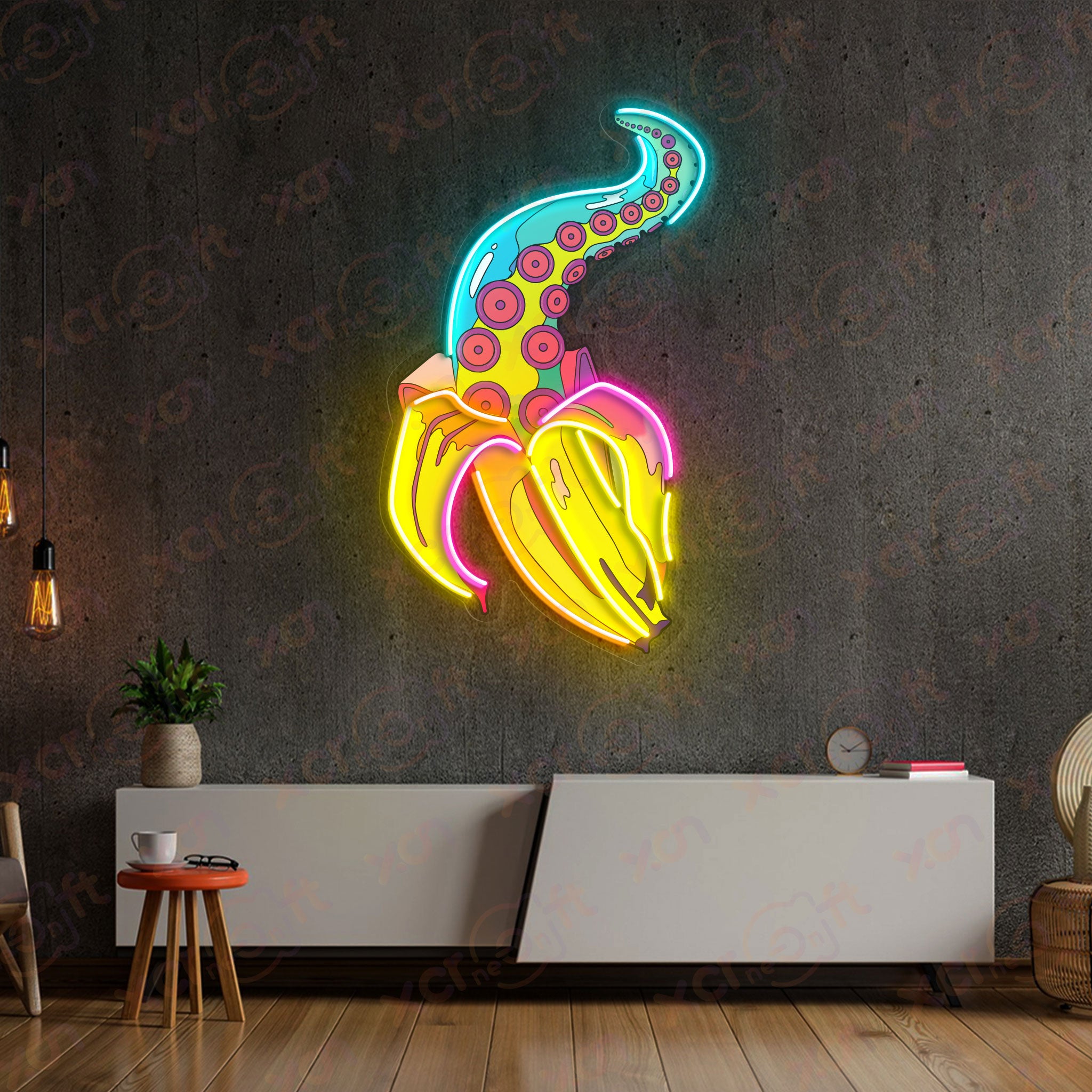 Tentacle Banana UV Neon Signs