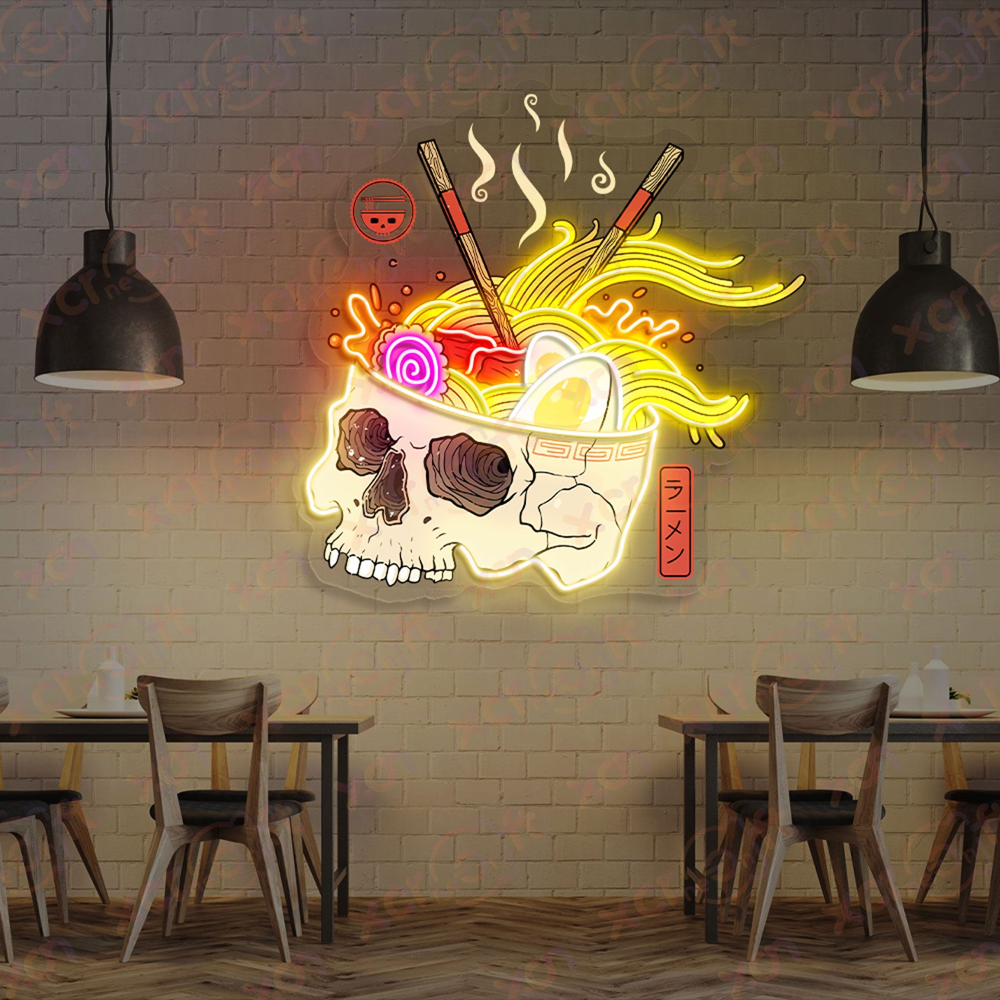 Skull Ramen Printed LED Neon Sign For Halloween