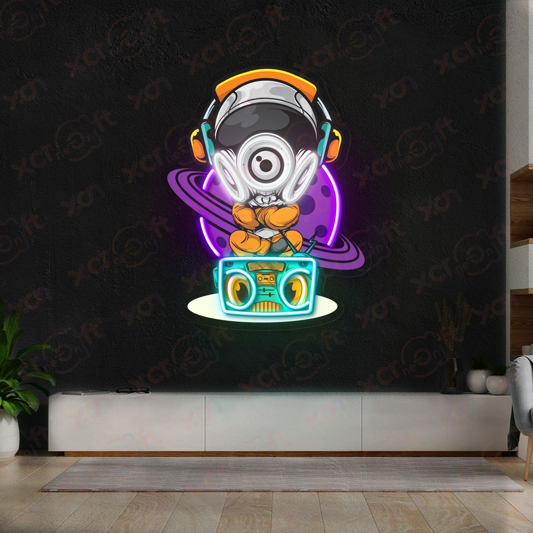 Astronaut DJ Neon Wall Art Music Studio Decor