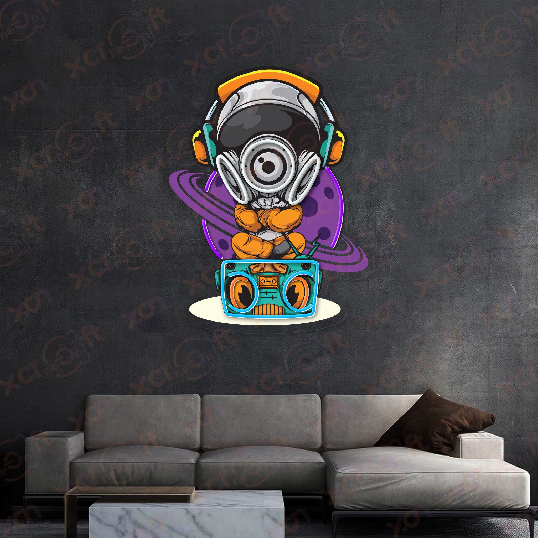 Astronaut DJ Neon Wall Art Music Studio Decor