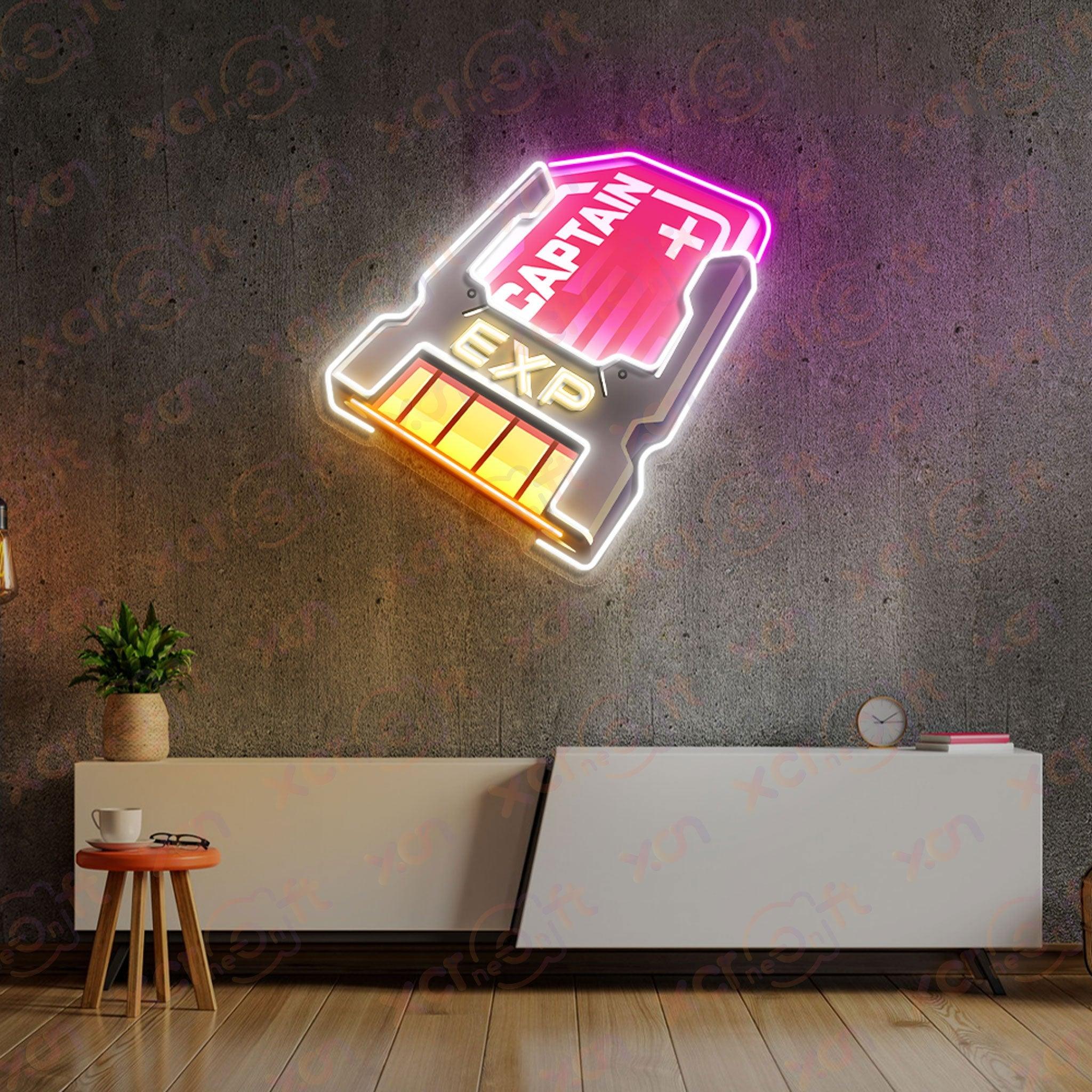 Custom neon sign Captain EXP gamer gift idea