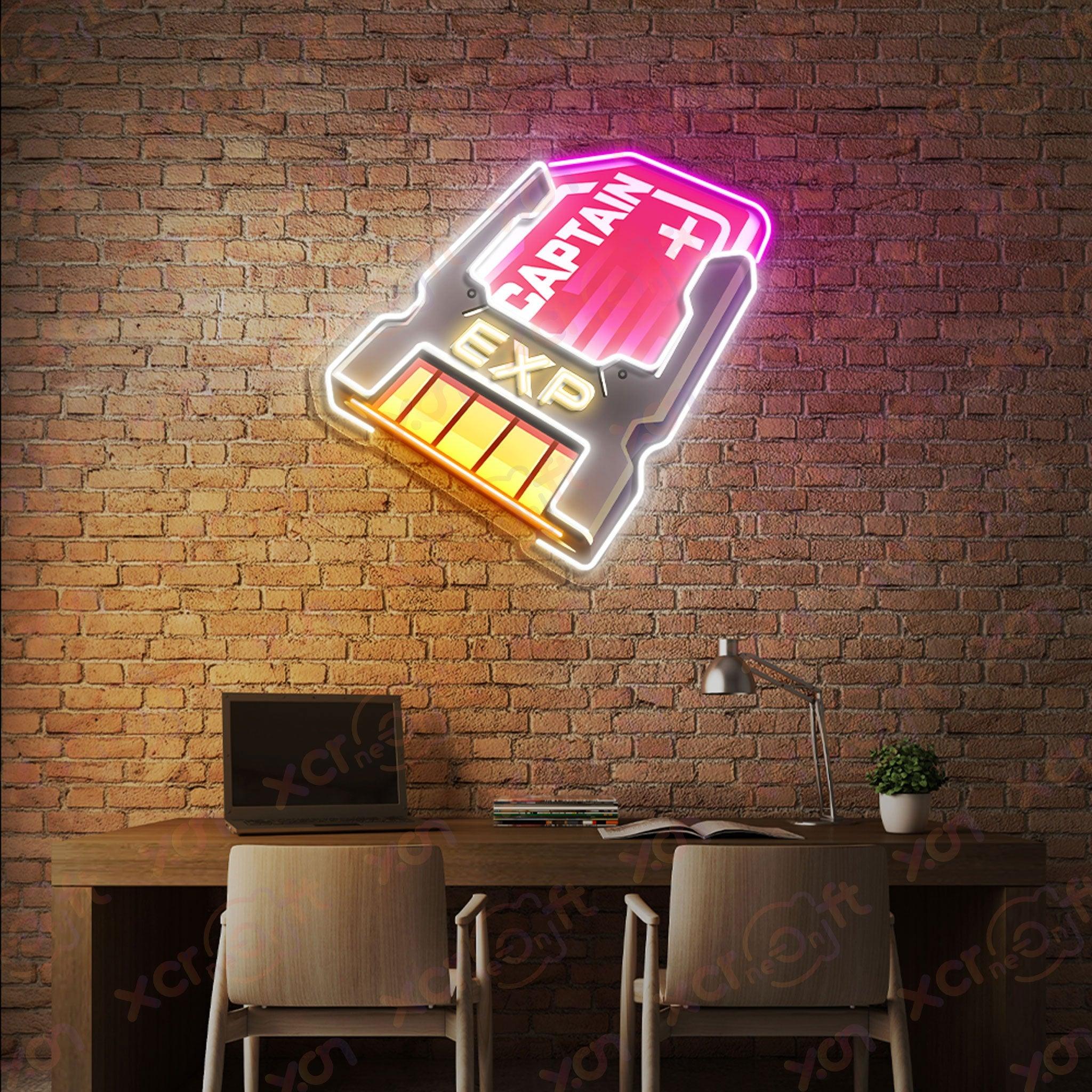 Neon sign Captain EXP memory card gamer decor