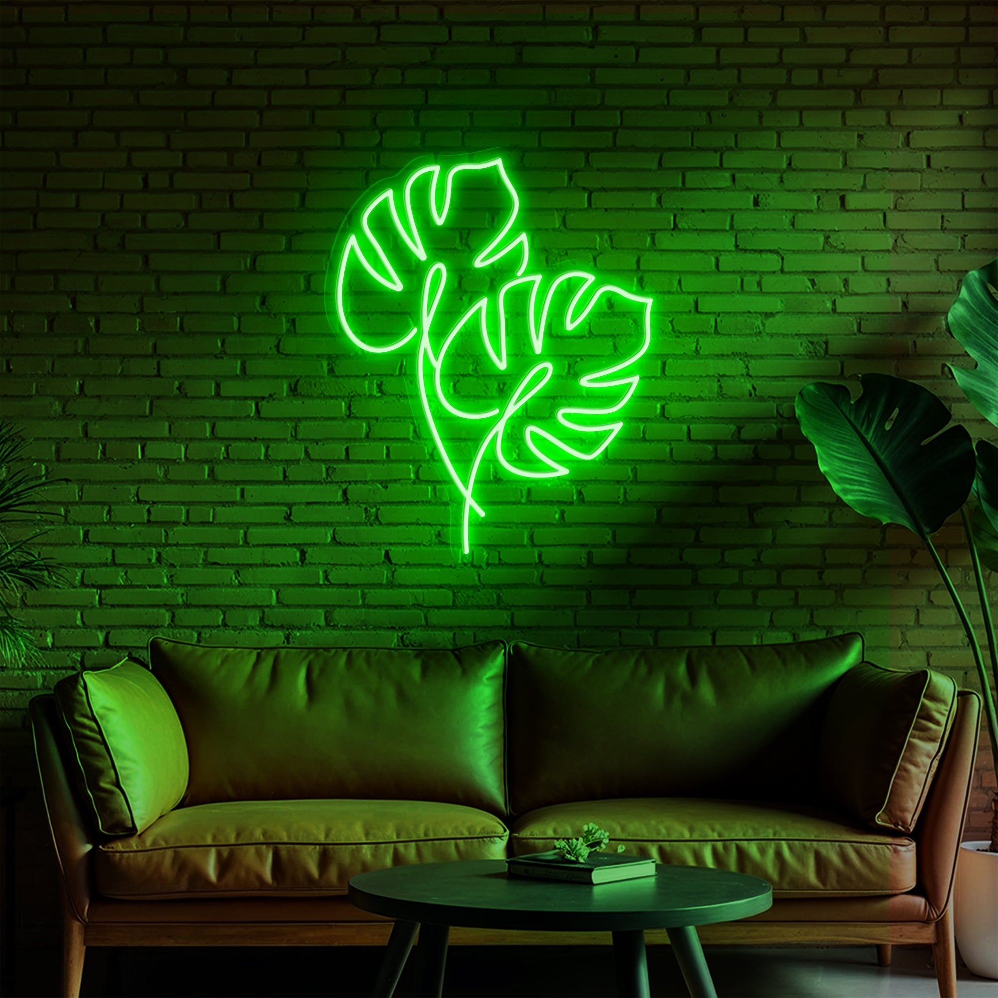 Double Monstera Leaf Neon Sign